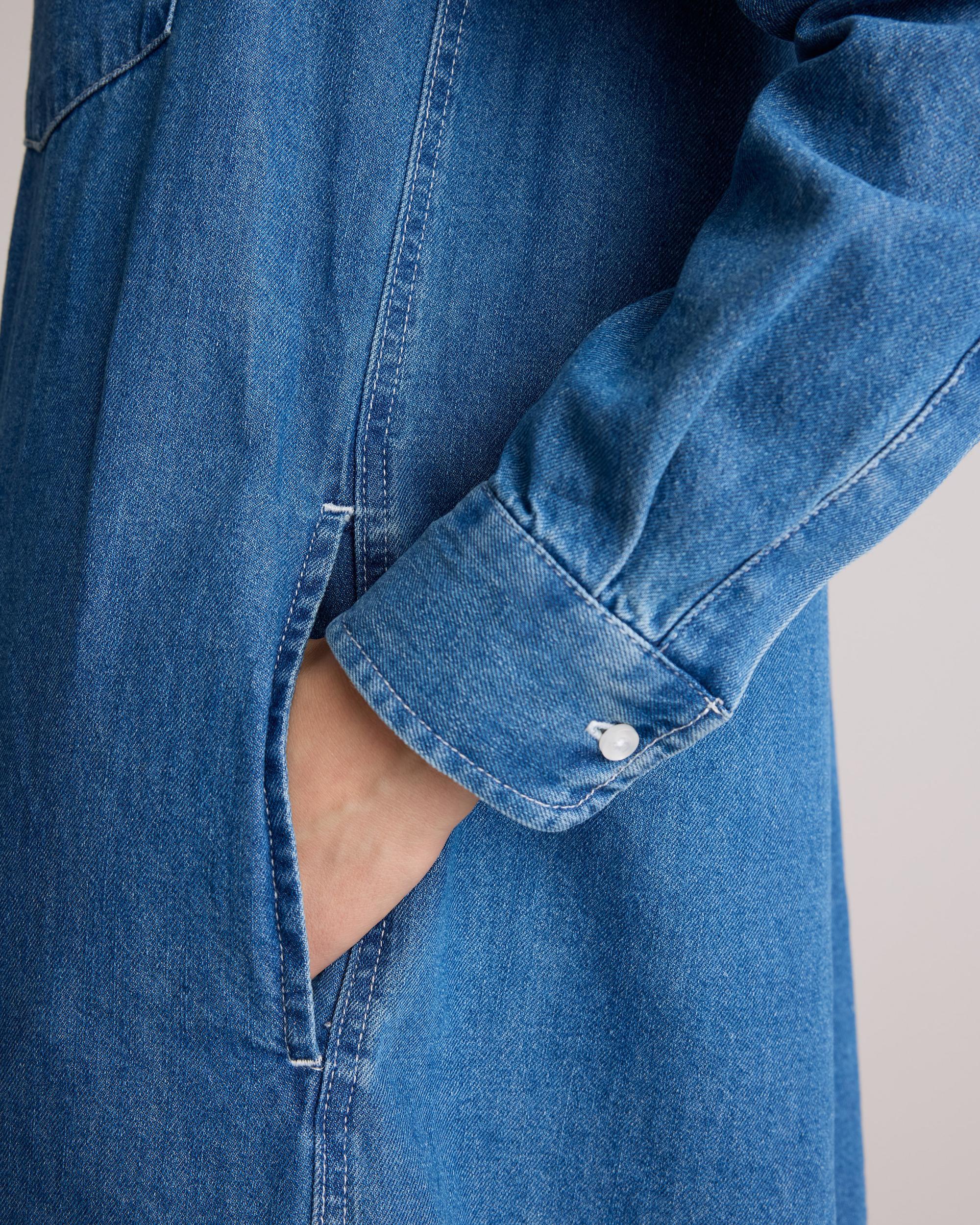 Quince | Women's Distressed Denim Maxi Shirt Dress Cotton Product Image