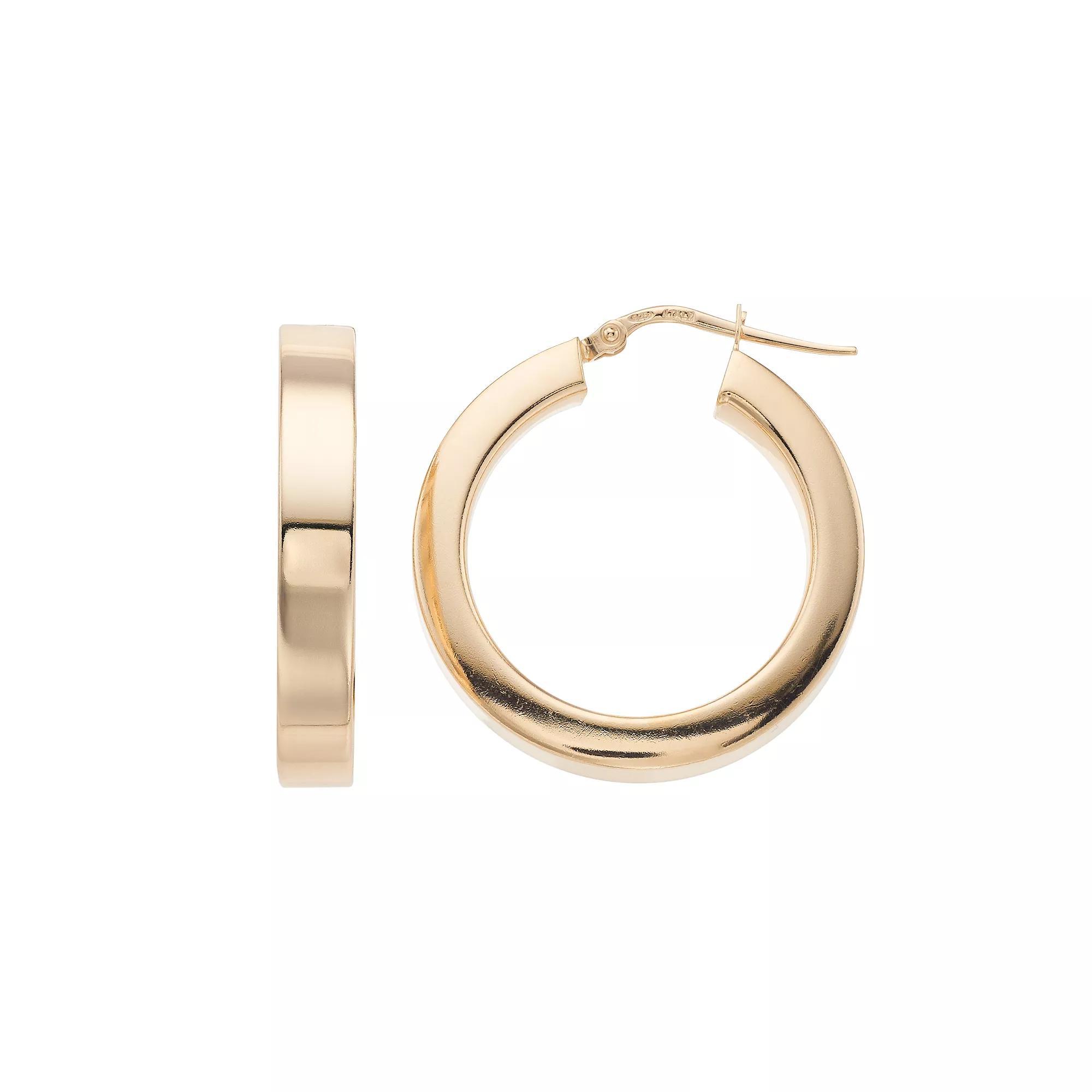 Sterling Silver Hollow Square Hoop Earrings, Women's, 14k Gold Over Product Image