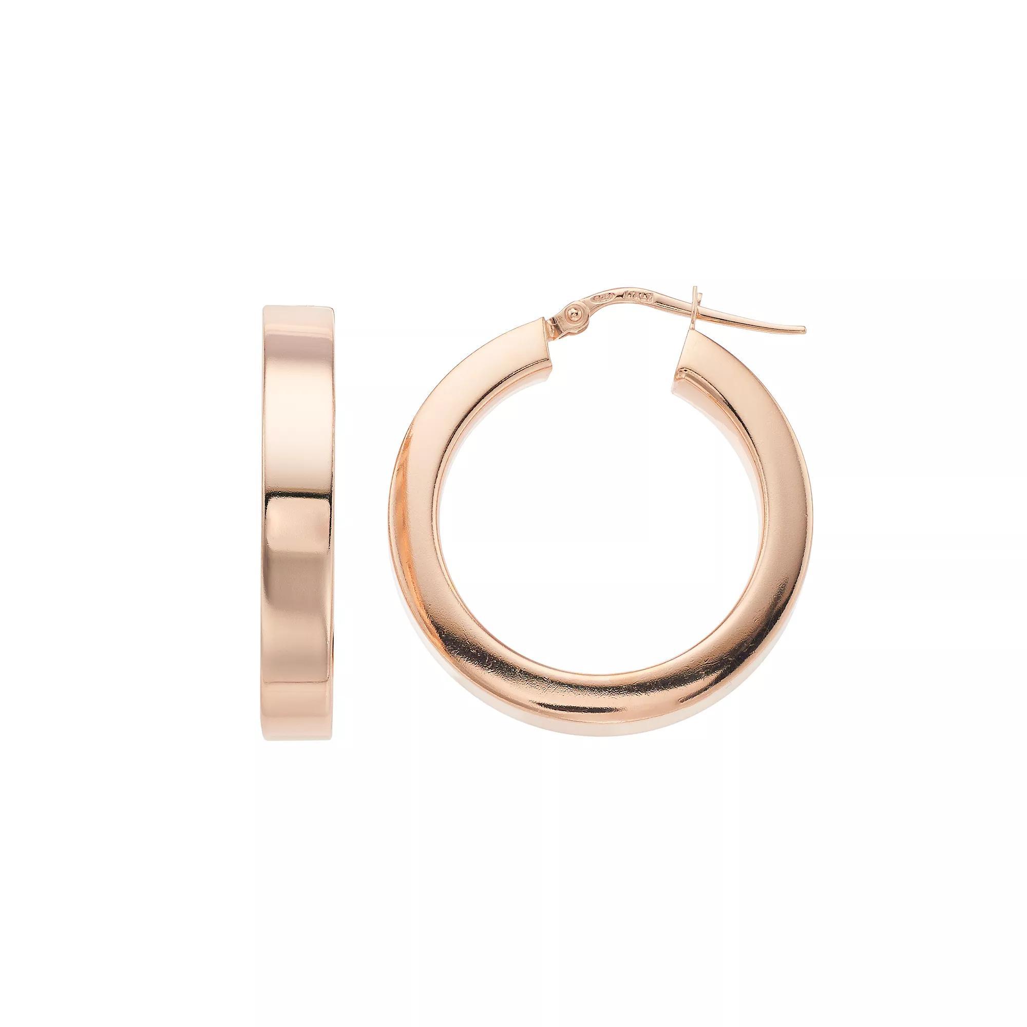 Sterling Silver Hollow Square Hoop Earrings, Women's, 14k Gold Over Product Image