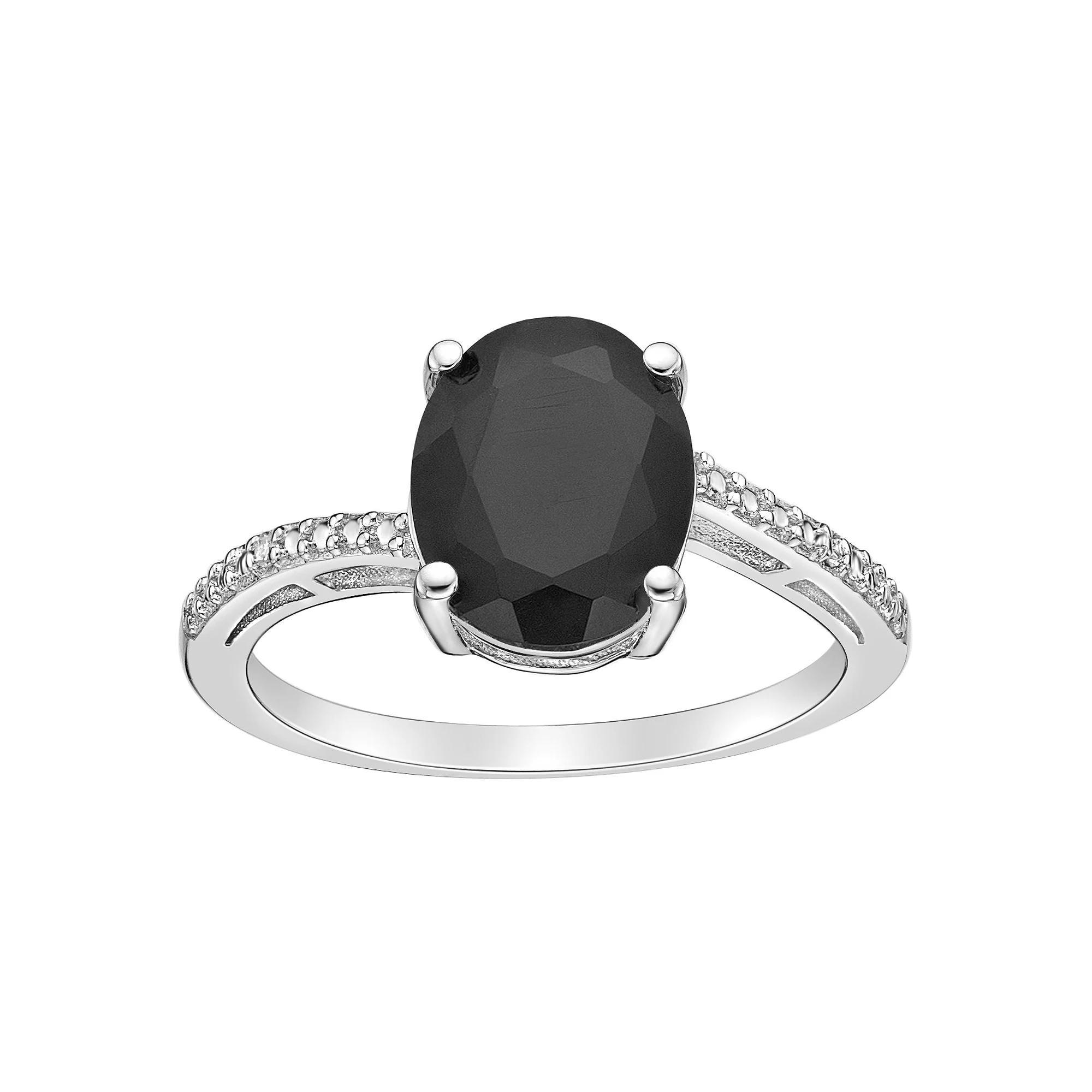 Gemminded Sterling Silver Black Onyx & Diamond Accent Ring, Women's, Size: 5 Product Image