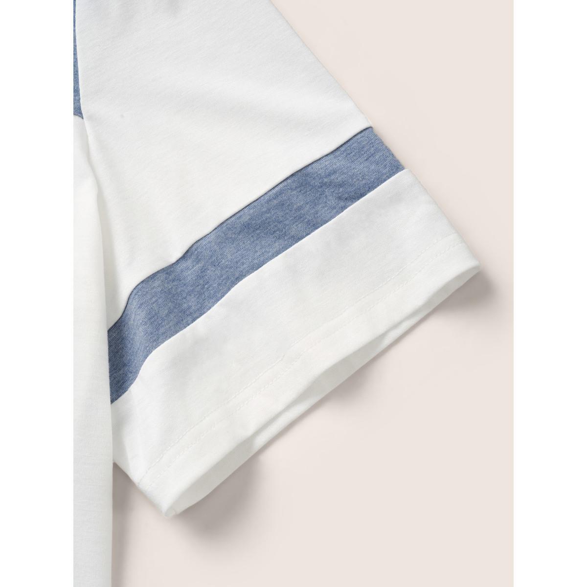 Plus Size Supersoft Essentials Patchwork Contrast T-shirt White Women Casual Contrast Plain Round Neck Everyday T-shirts BloomChic 14-16/1X Product Image
