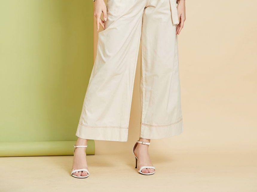 High-Waist Wide-Leg Pants With Belt Product Image