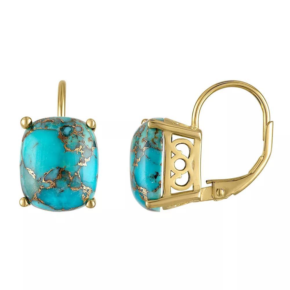 Designs by Gioelli 14k Gold Over Silver Blue Copper Turquoise Drop Earrings, Women's, Sterling Product Image