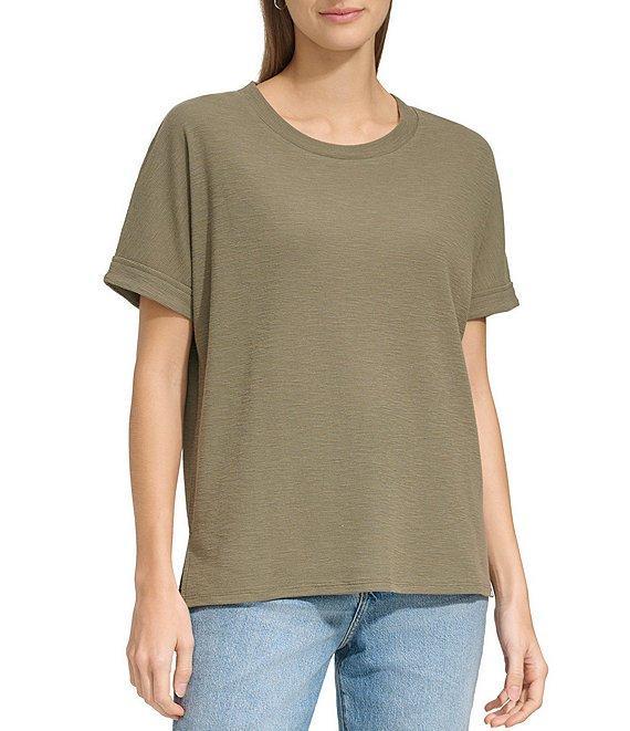Andrew Marc Sport Crew Neck Short Sleeve Boxy Waffle Top Product Image