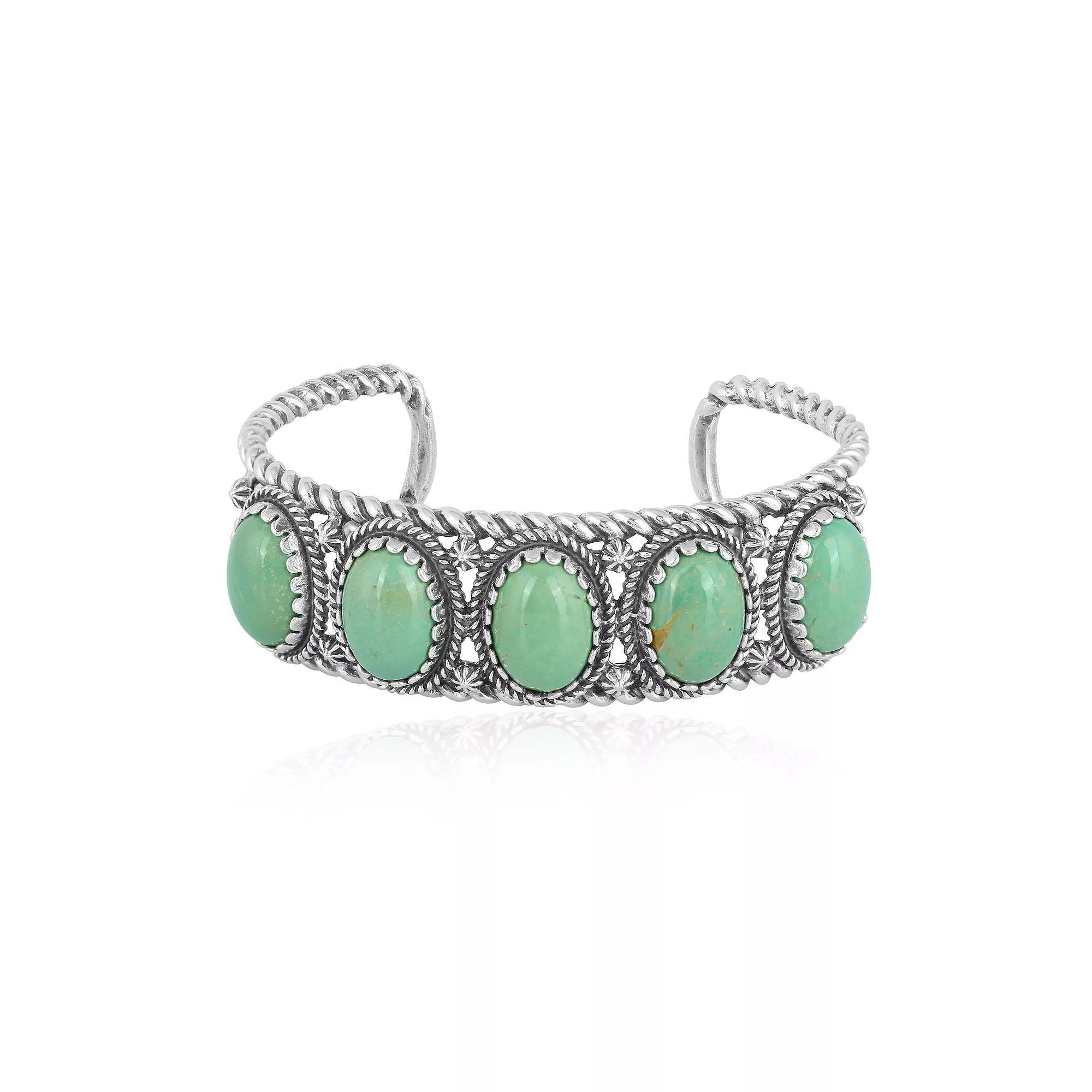 Southwest Spirit® Sterling Silver and Turquoise Cuff Bracelet, Women's, Size: 8", Green Turquoise Product Image