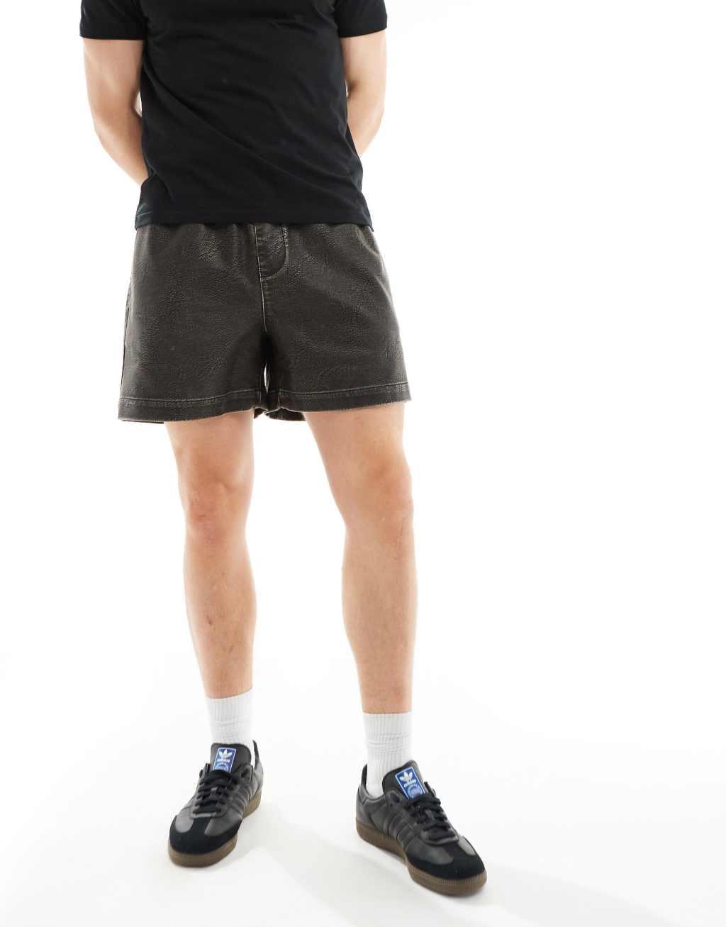 ASOS DESIGN short in heavy washed leather look Product Image