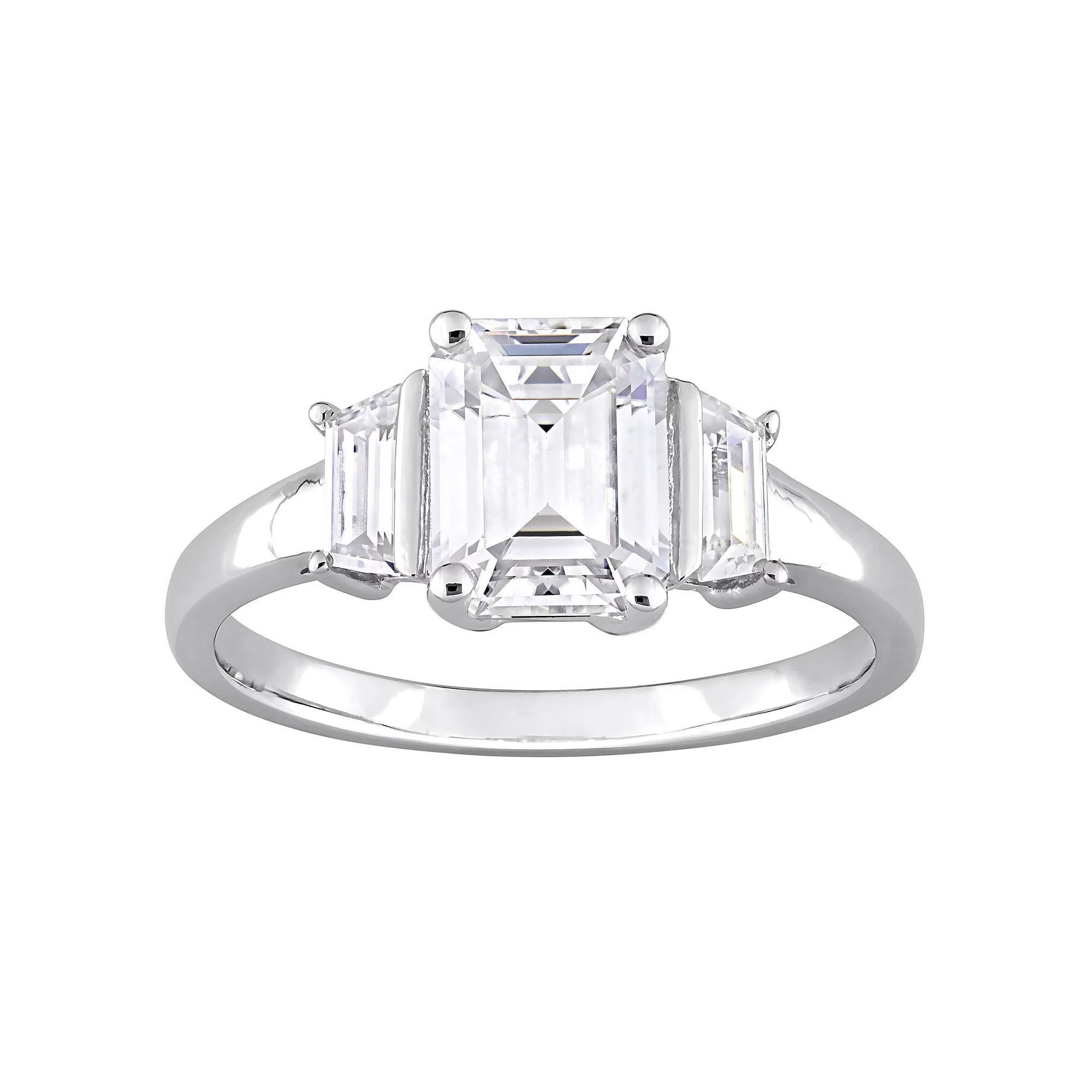 Stella Grace Sterling Silver 2 1/3 Carat T.W. Lab-Created Moissanite 3-Stone Engagement Ring, Women's, Size: 6 Product Image
