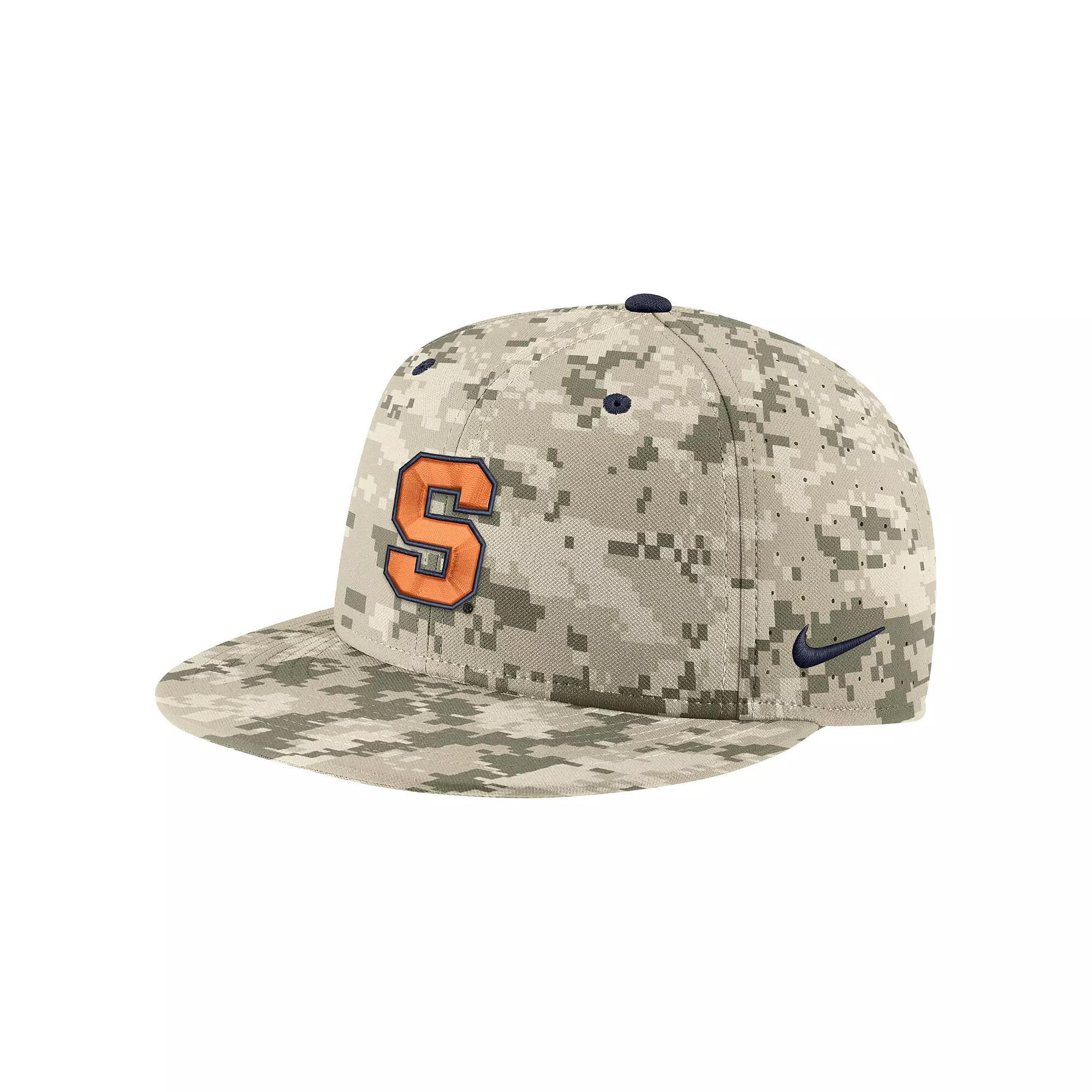 Men's Nike Camo Syracuse Orange Aero True Baseball Performance Fitted Hat, Size: 7 1/2, Green Product Image