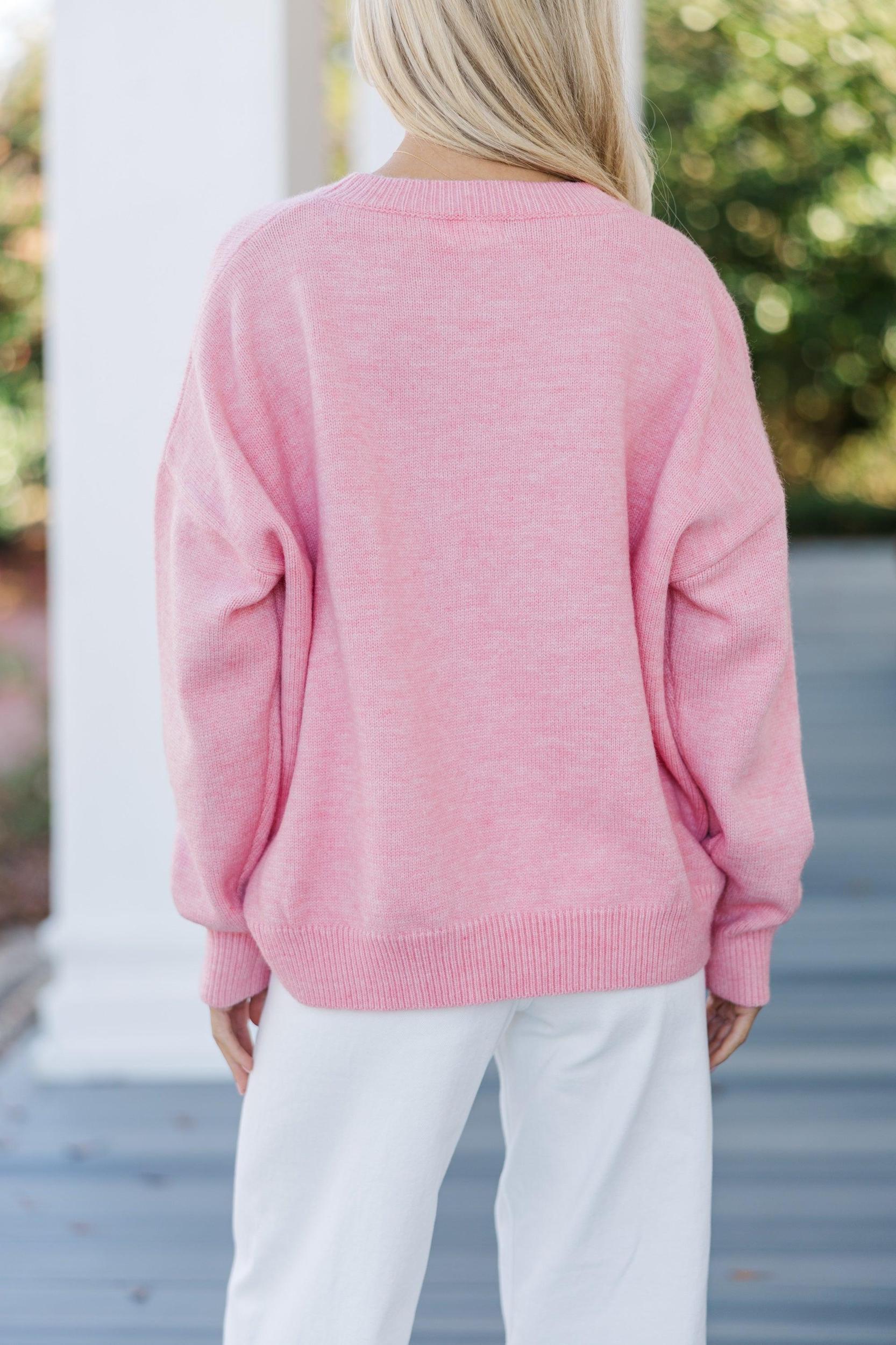 With Love Pink Script Sweater Female Product Image