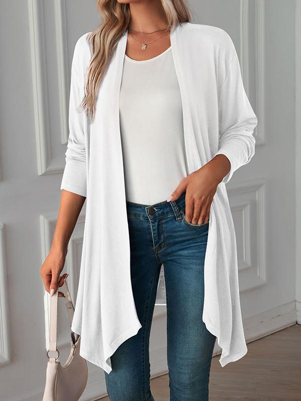 Long Sleeves Loose Solid Color Statement Collar Outerwear Product Image