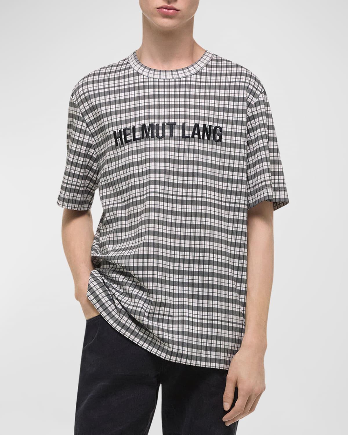 Mens Check T-Shirt with Embroidered Logo Product Image