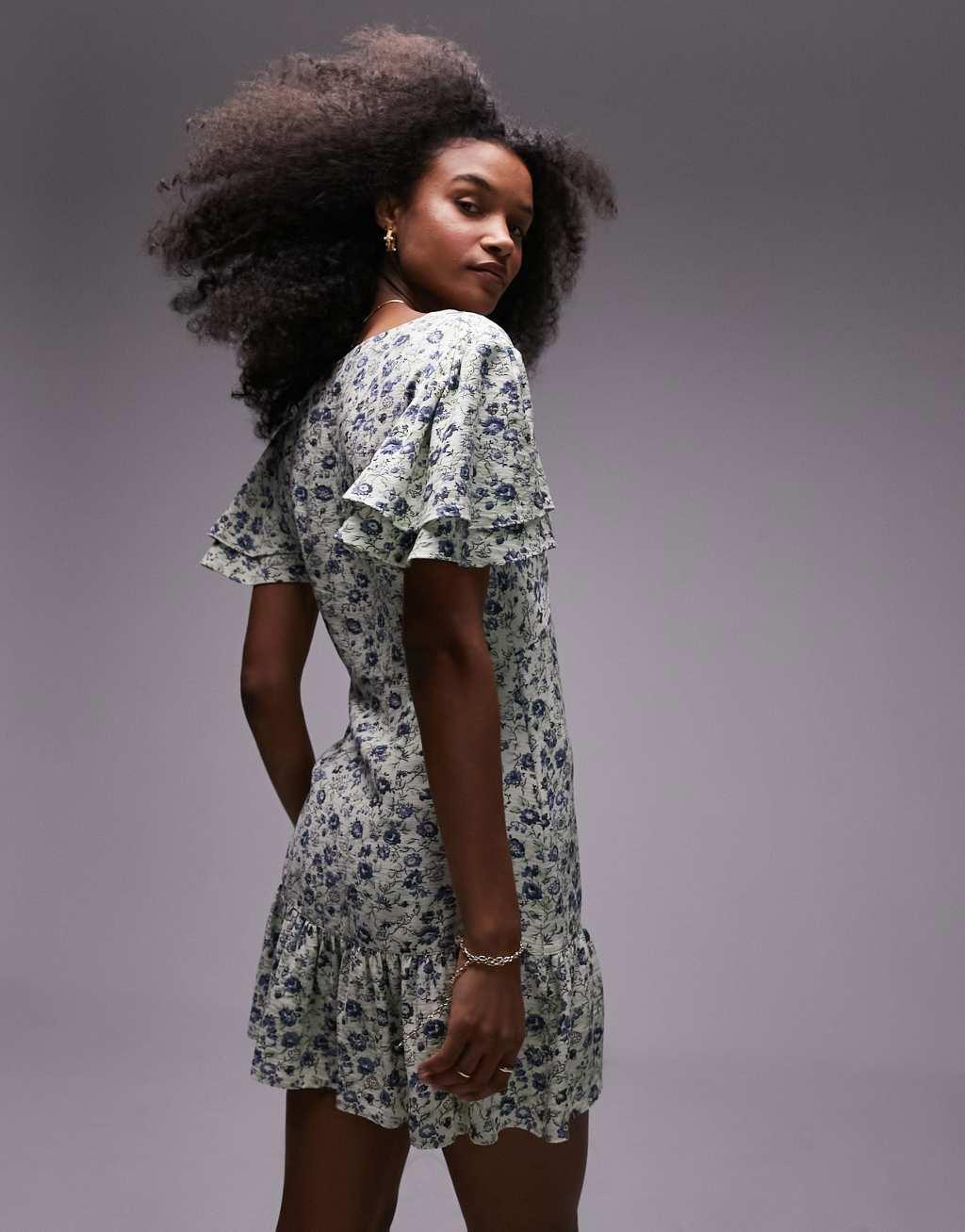 Topshop Bella tea dress with angel sleeve Product Image