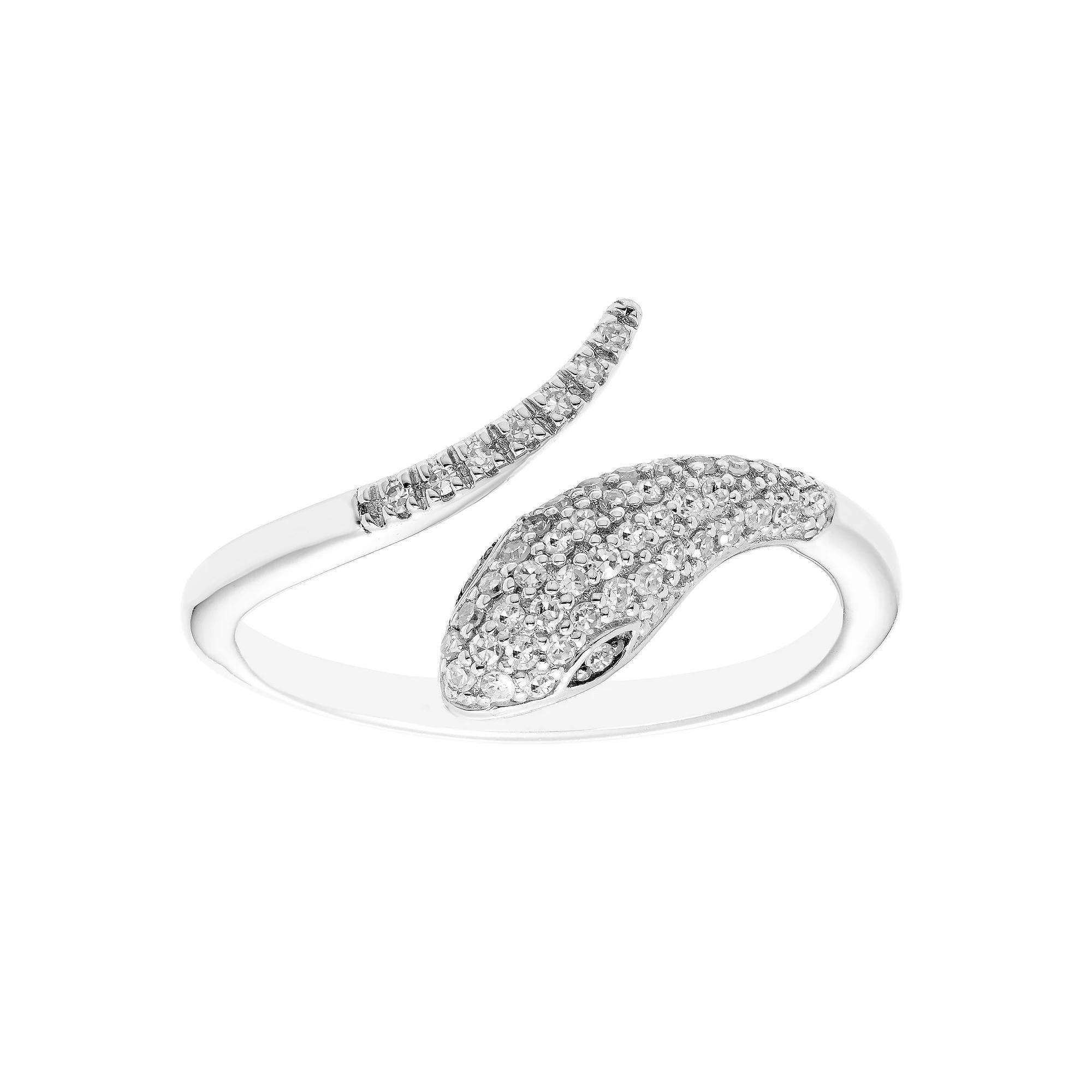 Sterling Silver 1/8 Carat T.W. Diamond Open Snake Ring, Women's, Size: 7 Product Image