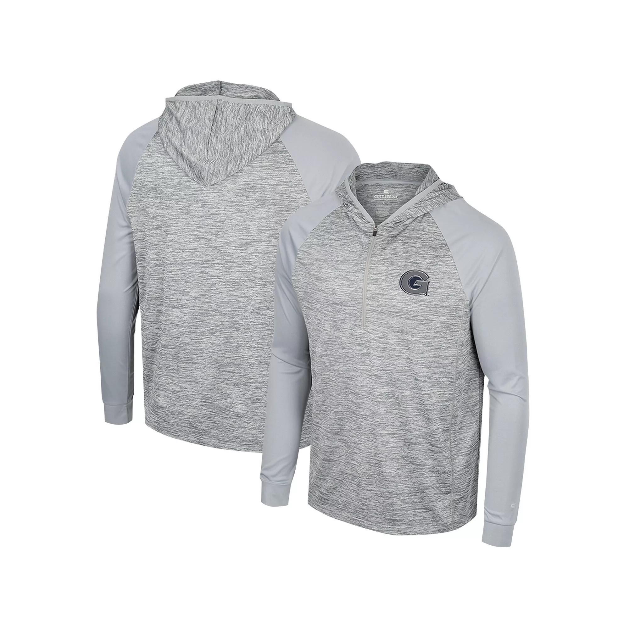 Men's Colosseum Gray Georgetown Hoyas Cybernetic Raglan Quarter-Zip Hooded Top, Size: Medium, Grg Grey Product Image