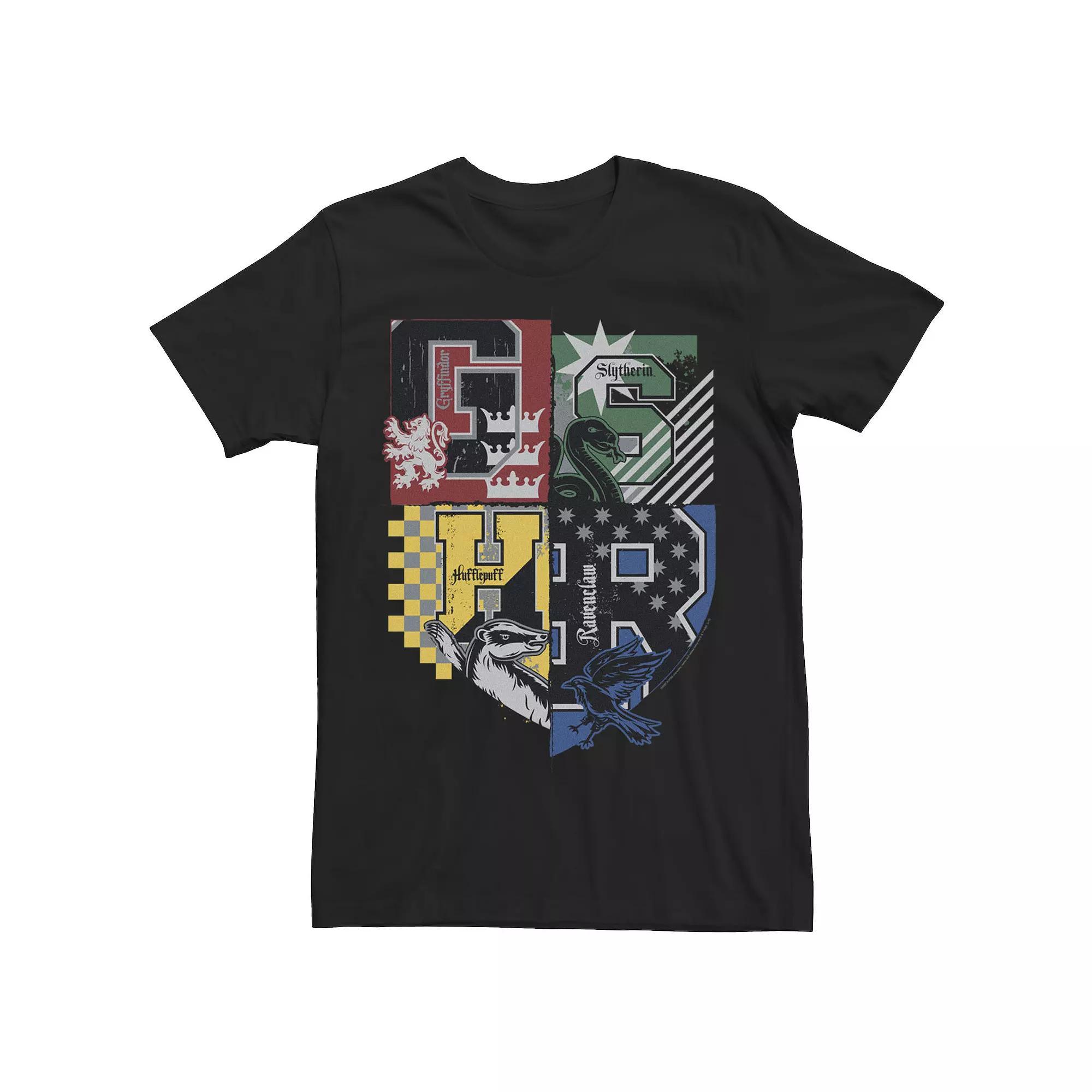 Men's Deathly Hallows 2 House Crests Colorful Badge Tee, Size: XL, Black Product Image