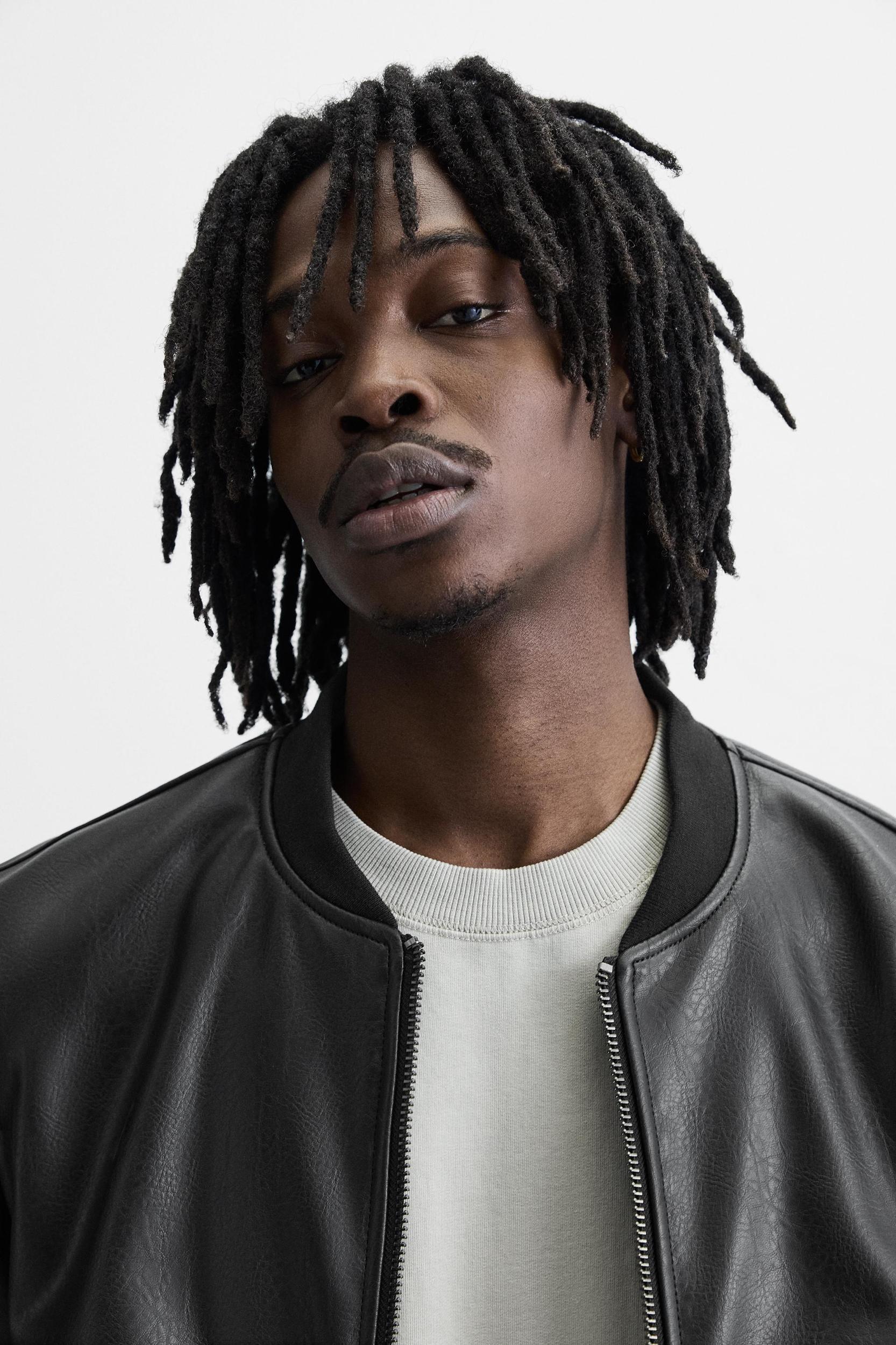 FAUX LEATHER BOMBER JACKET Product Image