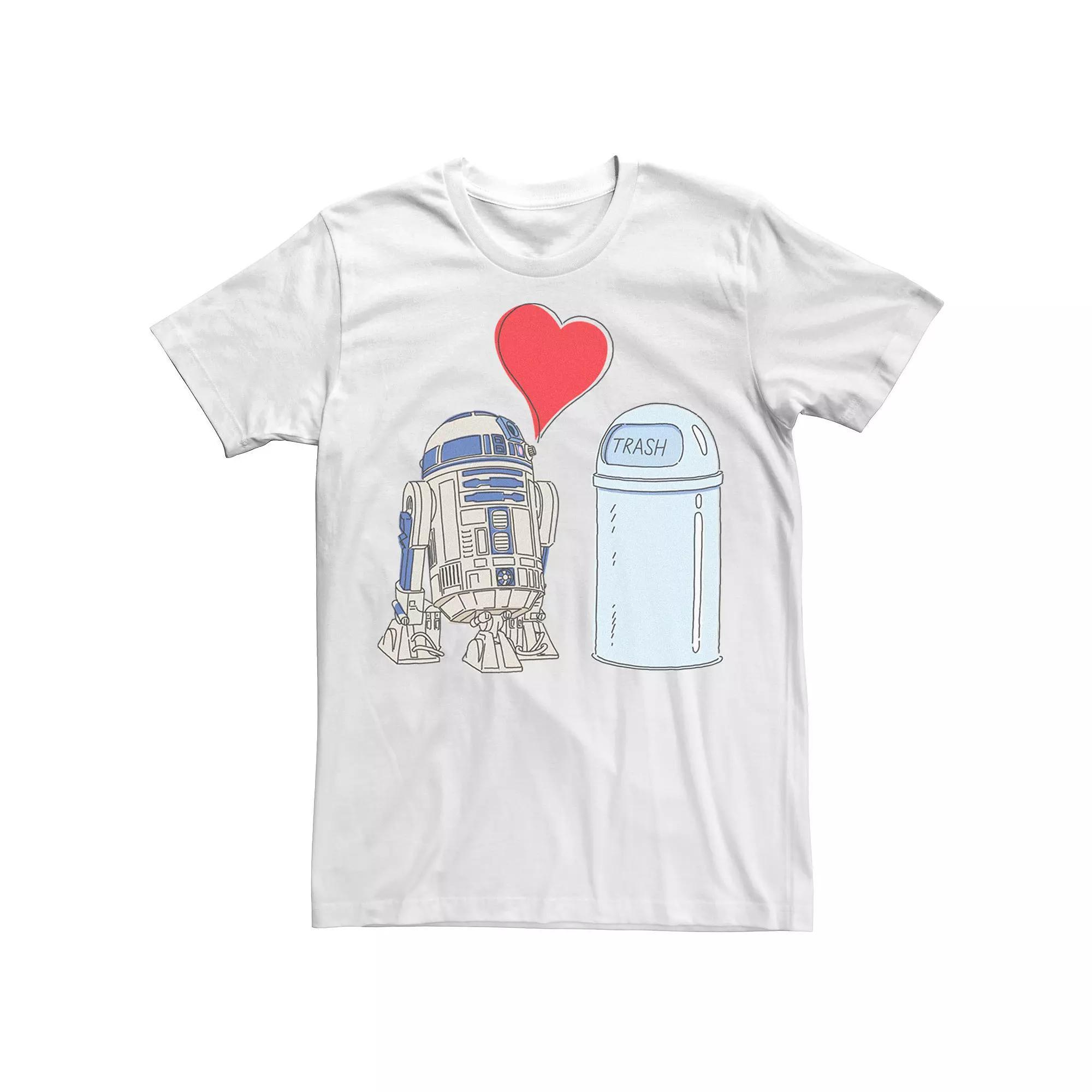 Men's Star Wars R2-D2 Loves Trash Can Tee, Size: XL, White Product Image