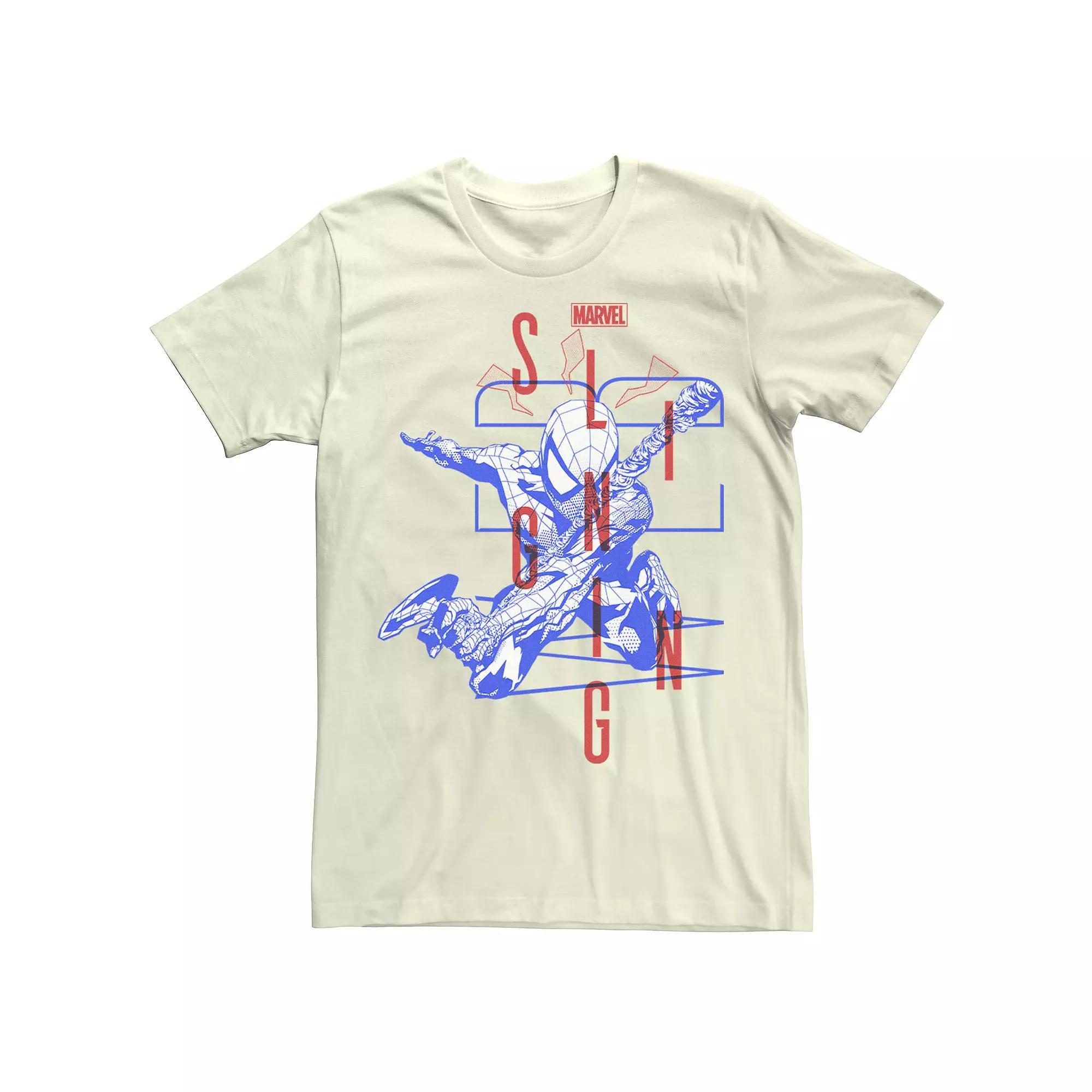 Men's Marvel Spider-Man Bold Slinging Web Poster Graphic Tee, Size: Medium, Natural Product Image