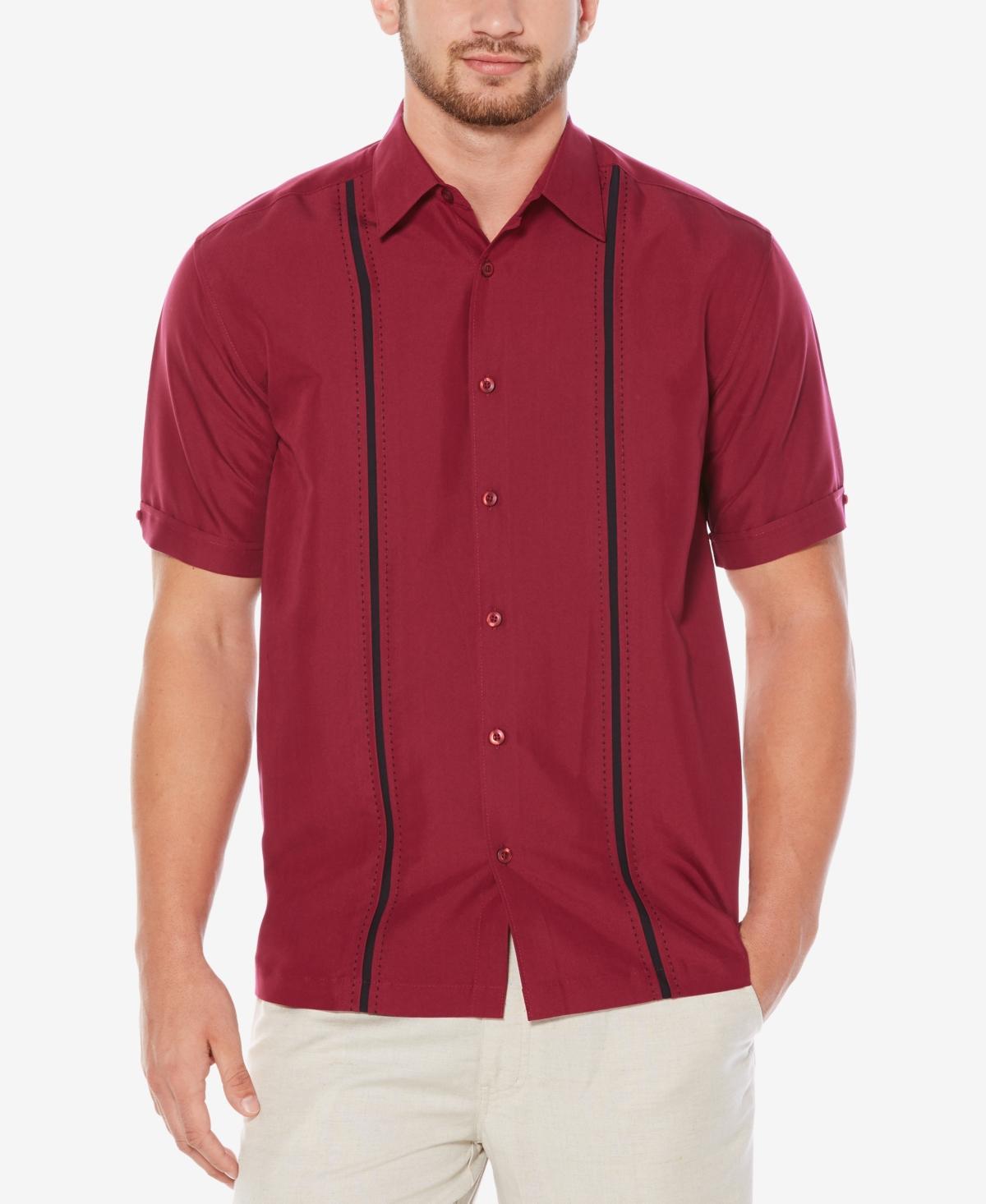 Men's Cubavera Classic-Fit Paneled Button-Down Shirt, Size: Small, Black Product Image