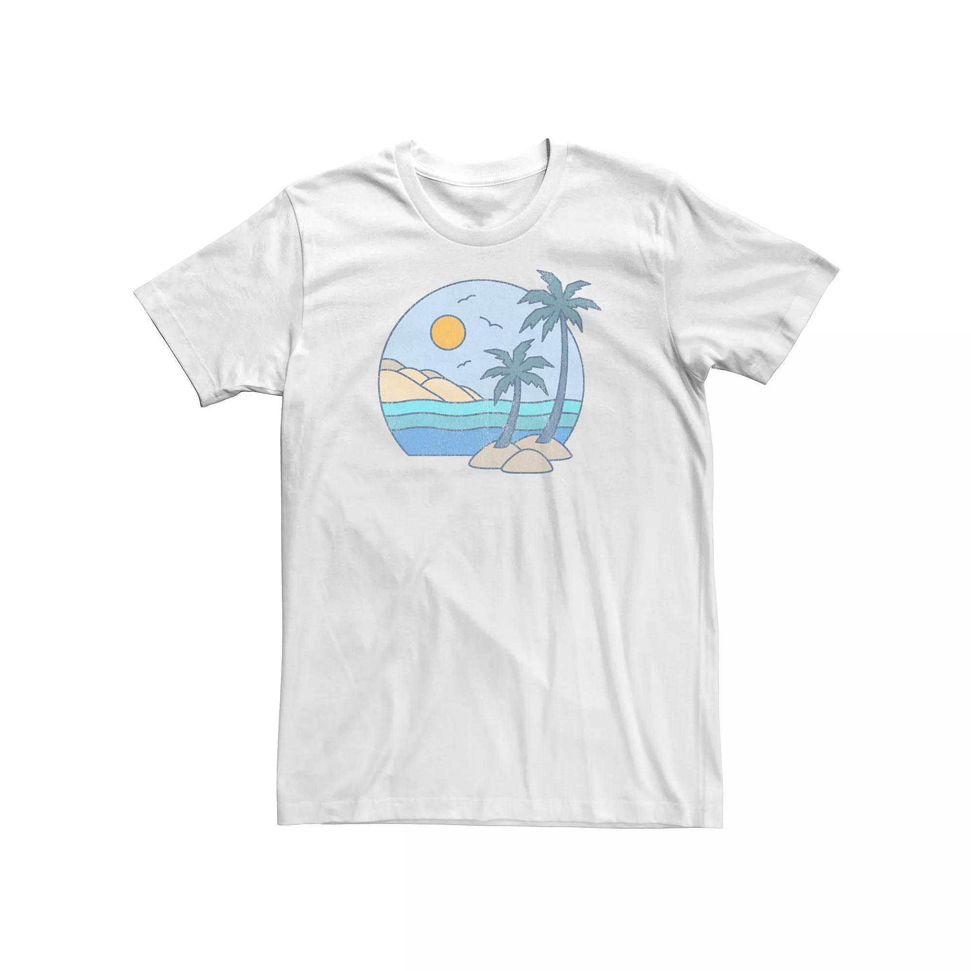 Big & Tall Palm Tree Beach Pastel Circle Portrait Tee, Men's, Size: 4XL, Athletic Grey Product Image