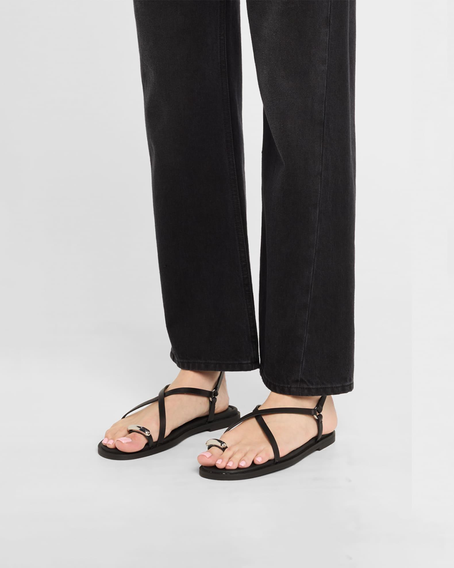 Leather Geo Strappy Toe-Ring Sandals Product Image