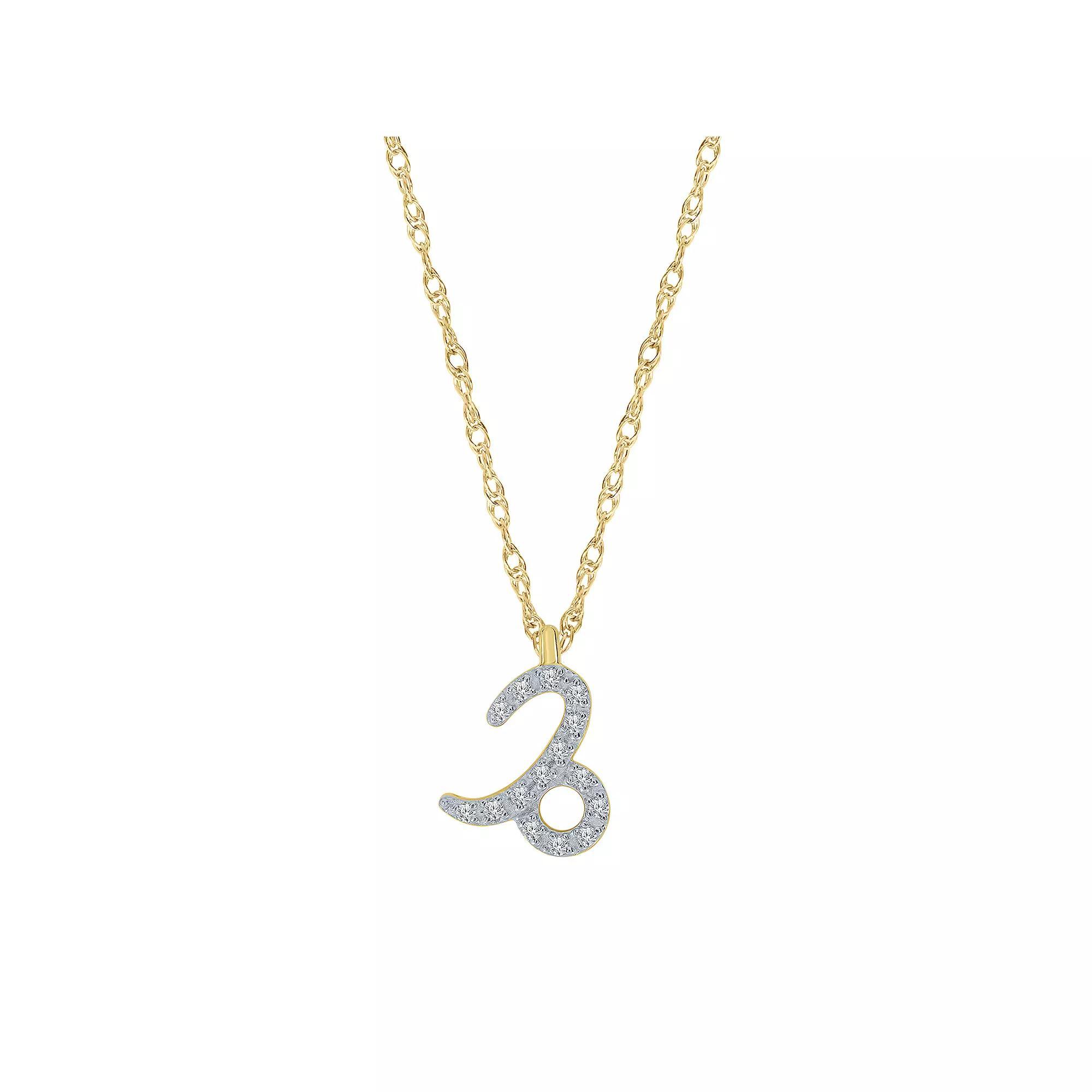 Sterling Silver 1/10 Carat T.W. Diamond Pave Leo Zodiac Pendant Necklace, Women's, Two Tone Product Image