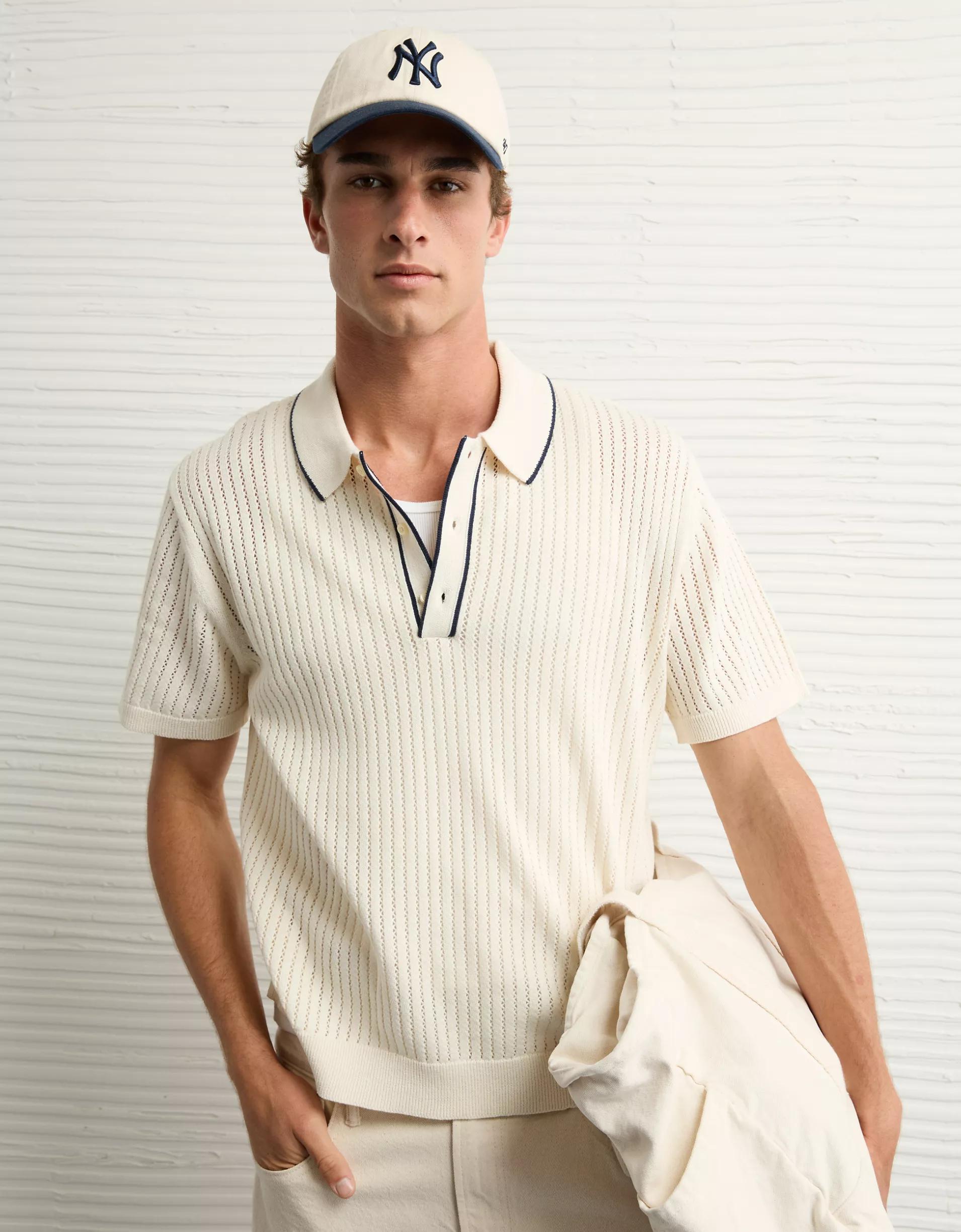 AE Weekend Tipped Sweater Polo Shirt Product Image
