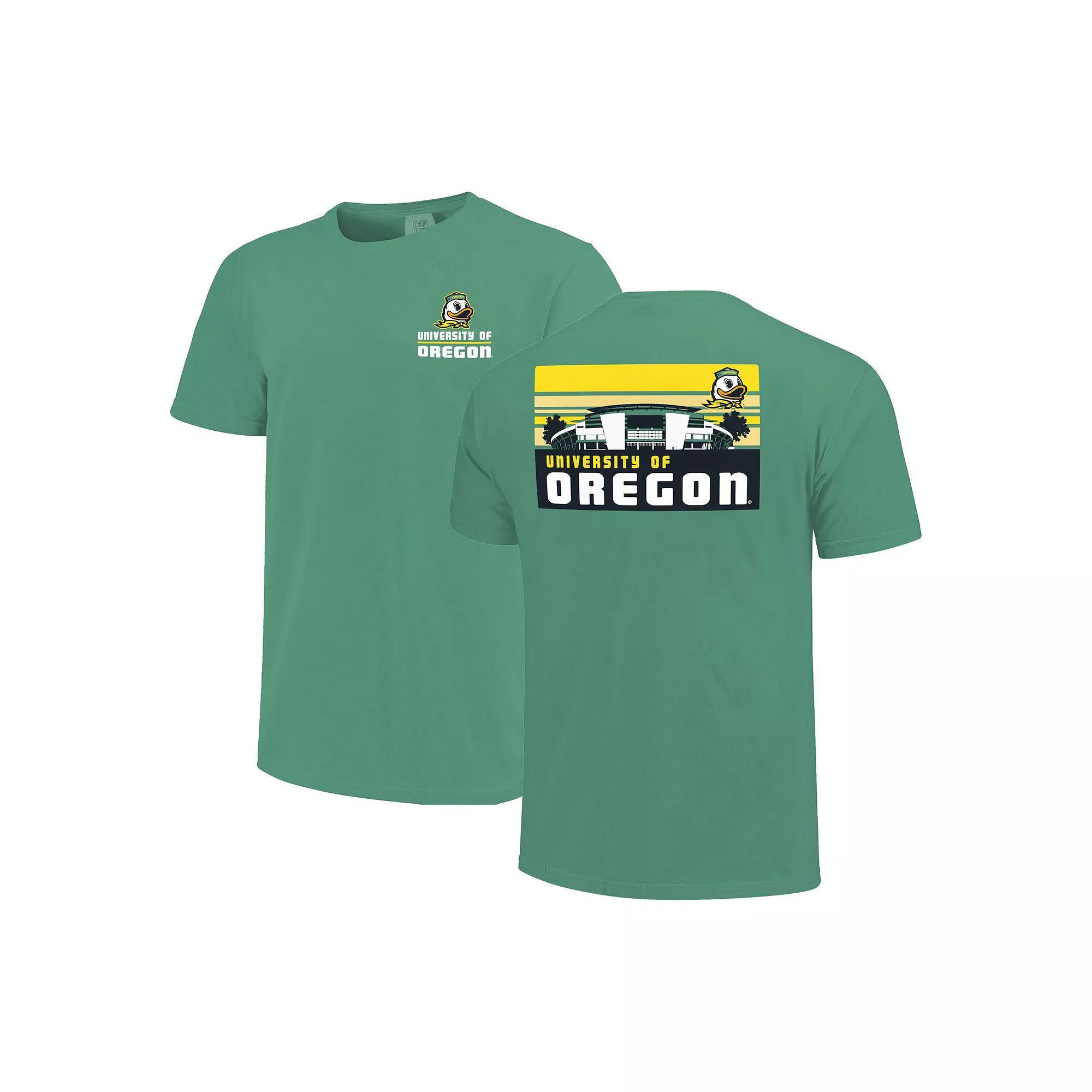 Men's Green Oregon Ducks Striped Campus Skyline T-Shirt, Size: Large Product Image