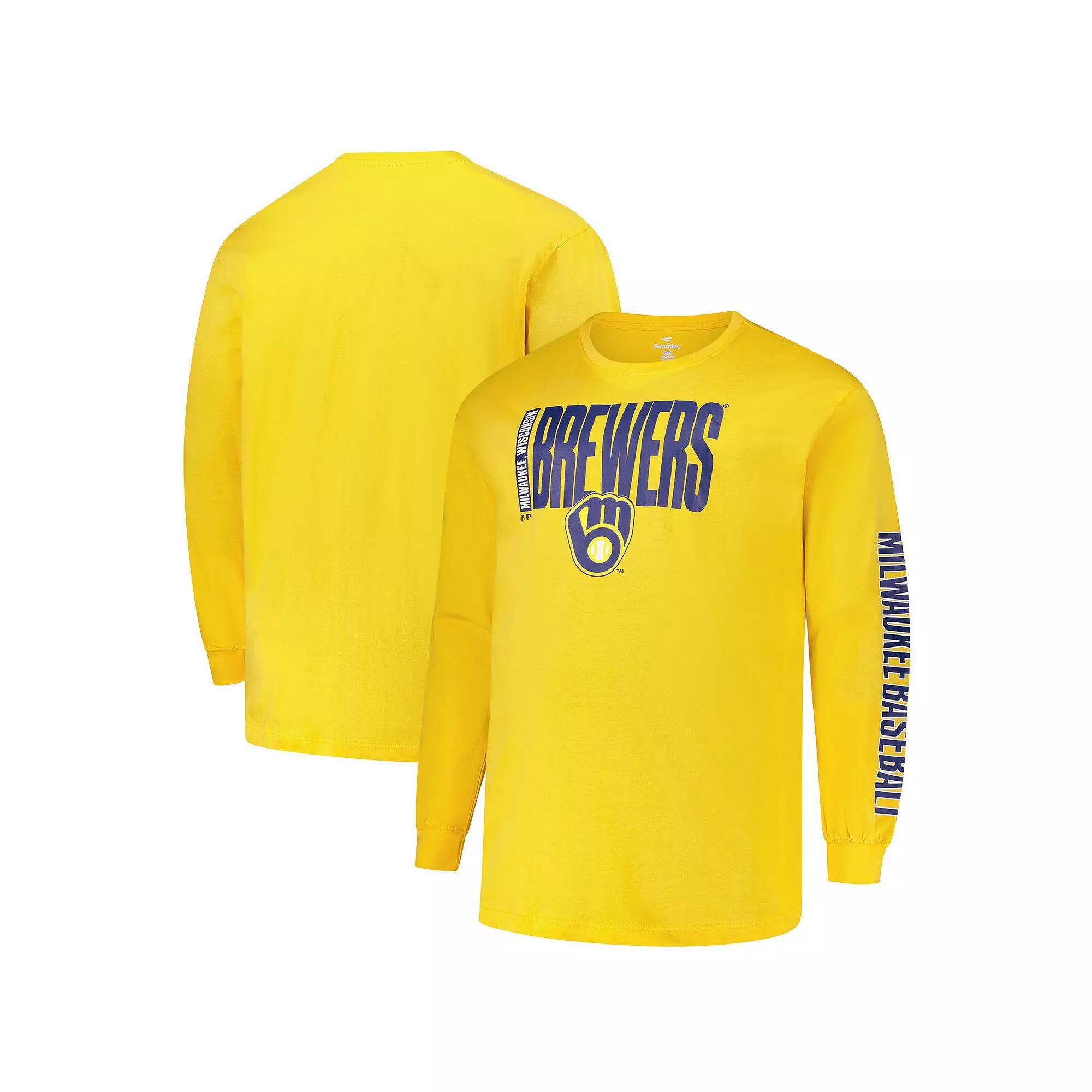 Mens Profile Milwaukee Brewers Big & Tall Two-Hit Graphic Long Sleeve T-Shirt Product Image