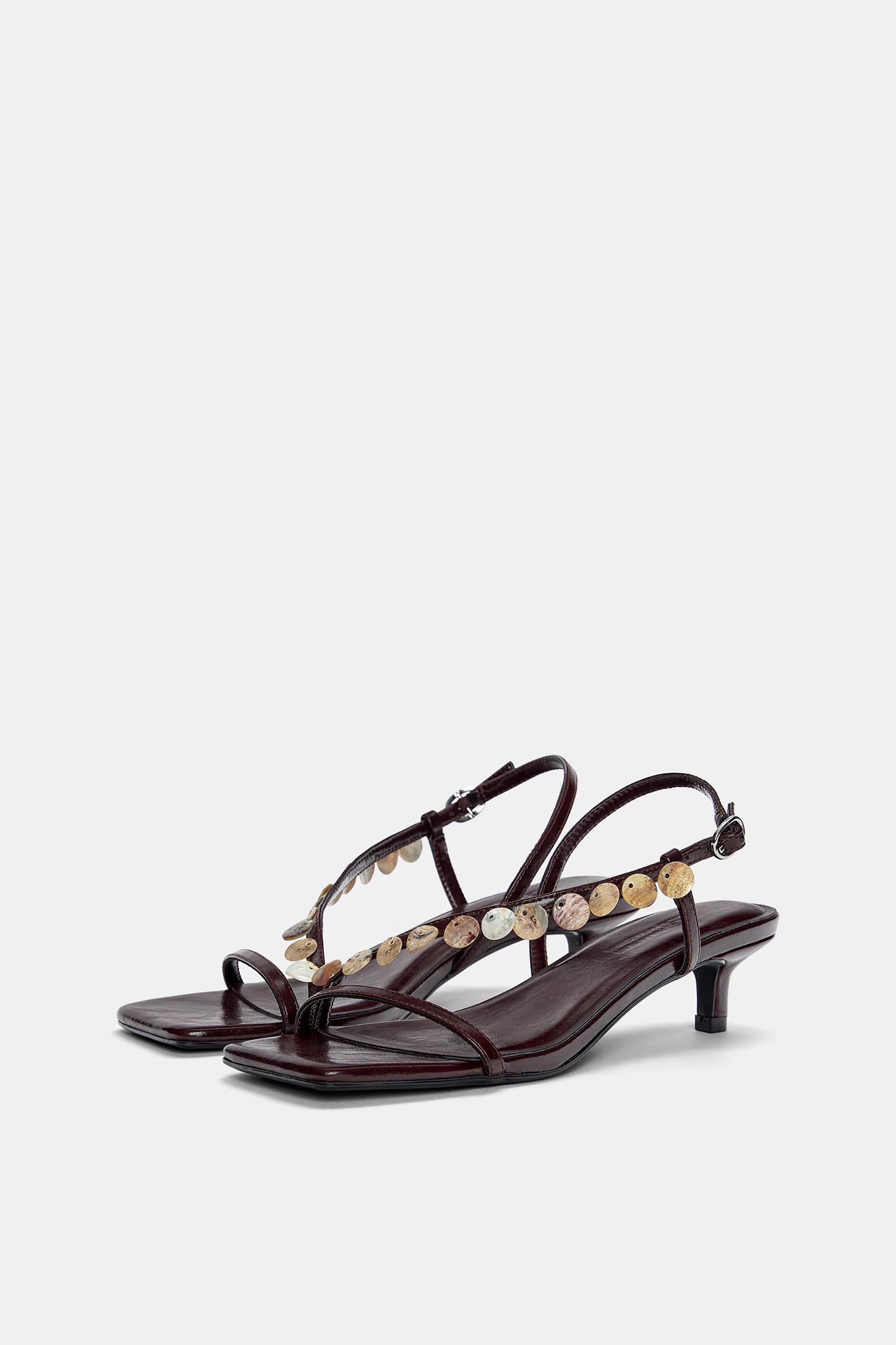 High-heel sandals with beading Product Image