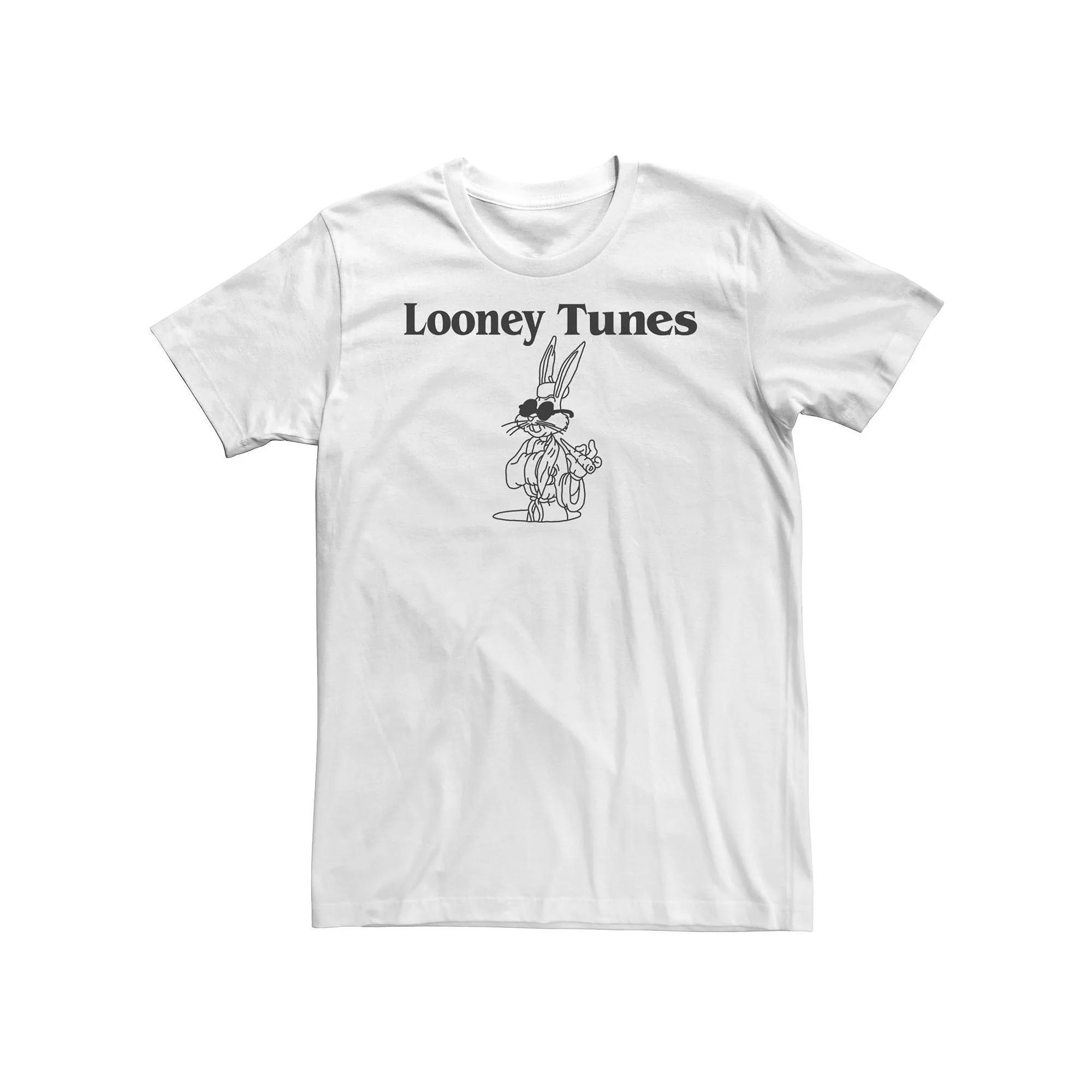 Big & Tall Looney Tunes Bugs Bunny Logo Line Art Tee, Men's, Size: 3XL, White Product Image