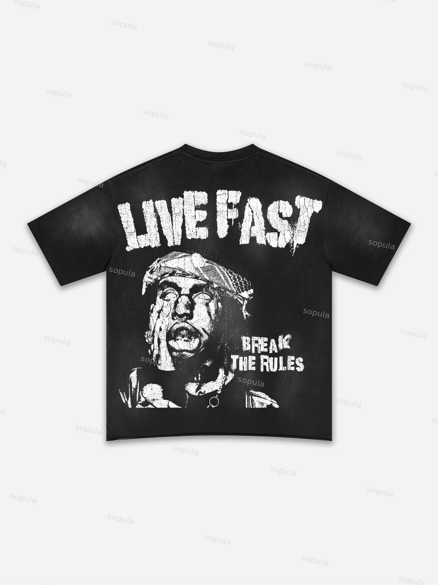 Lips Graphic Print Washed T-shirt Product Image