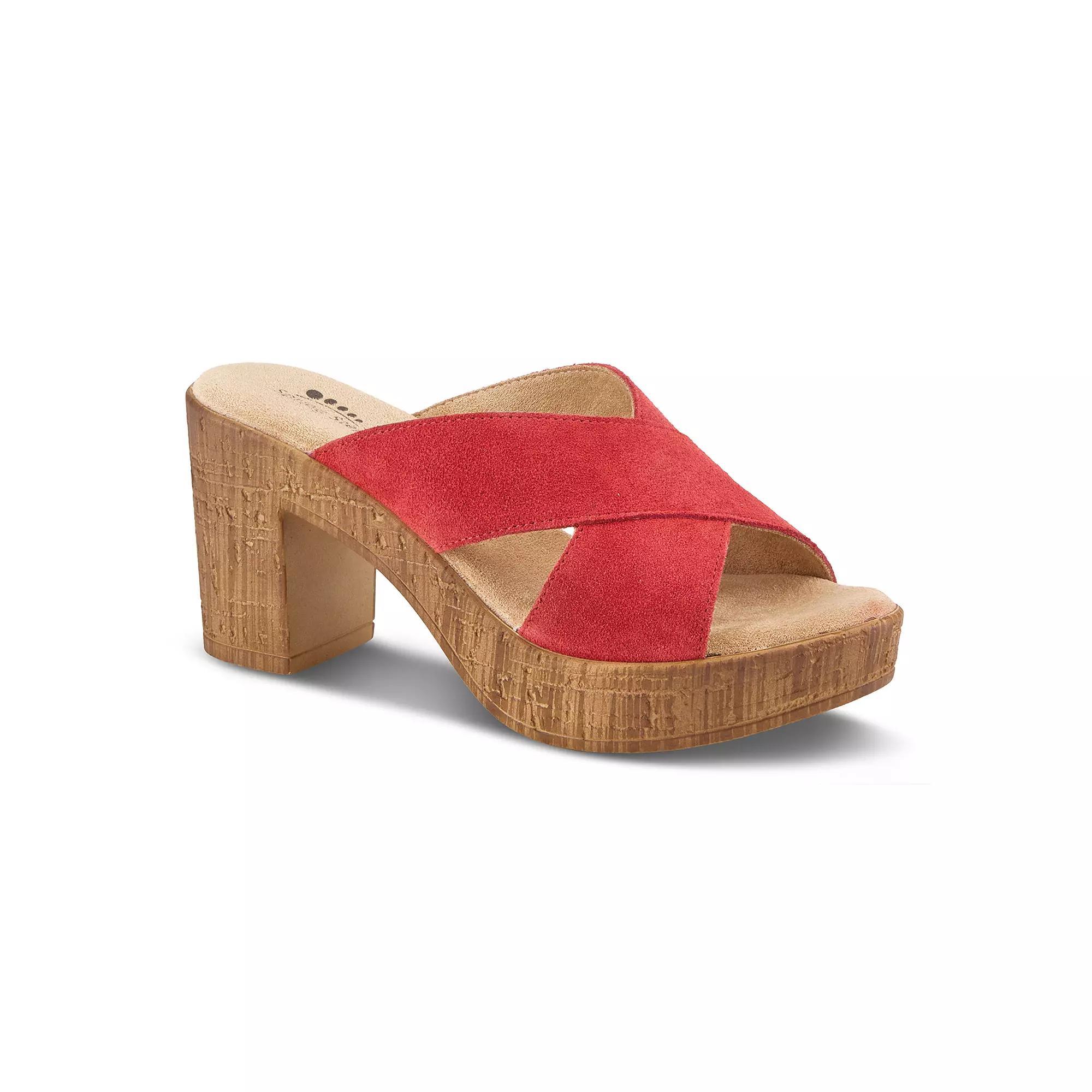 Spring Step Blanchar Women's Heeled Slide Sandals, Size: 38, Red Suede Product Image
