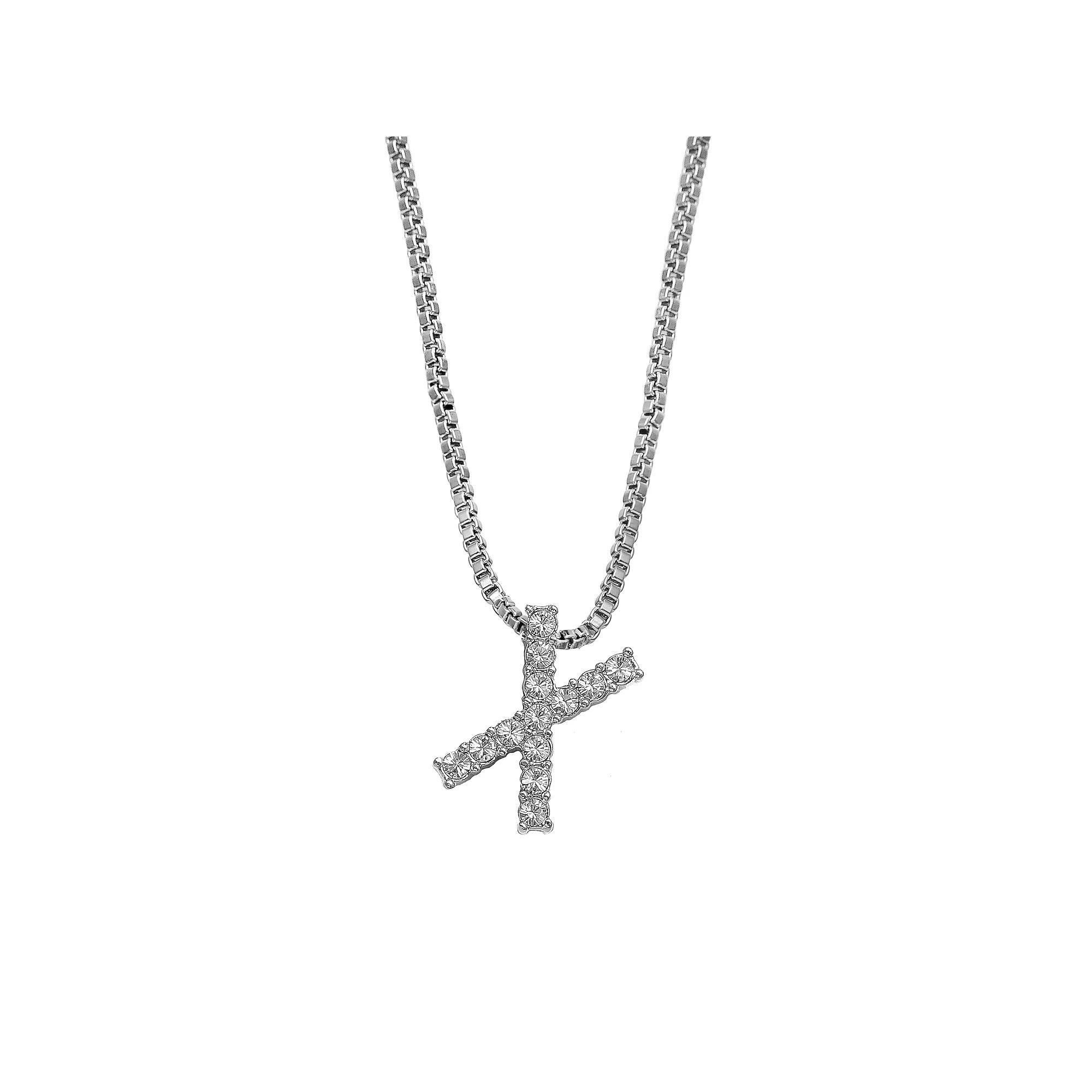 Brilliance Silver Plated Crystal Initial Pendant, Women's, Size: 18", Silver Tone G Product Image