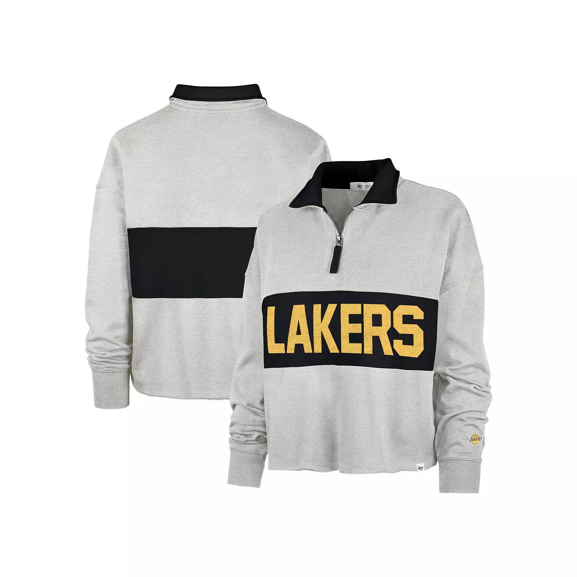 Women's '47 Heather Gray Los Angeles Lakers Breakthrough Remi Quarter-Zip Jacket, Size: Small, Grey Product Image