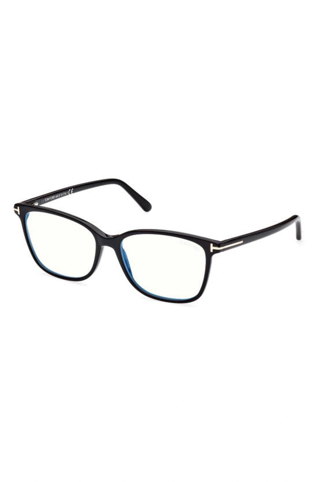 TOM FORD 54mm Square Blue Light Blocking Glasses In Shiny Black Product Image
