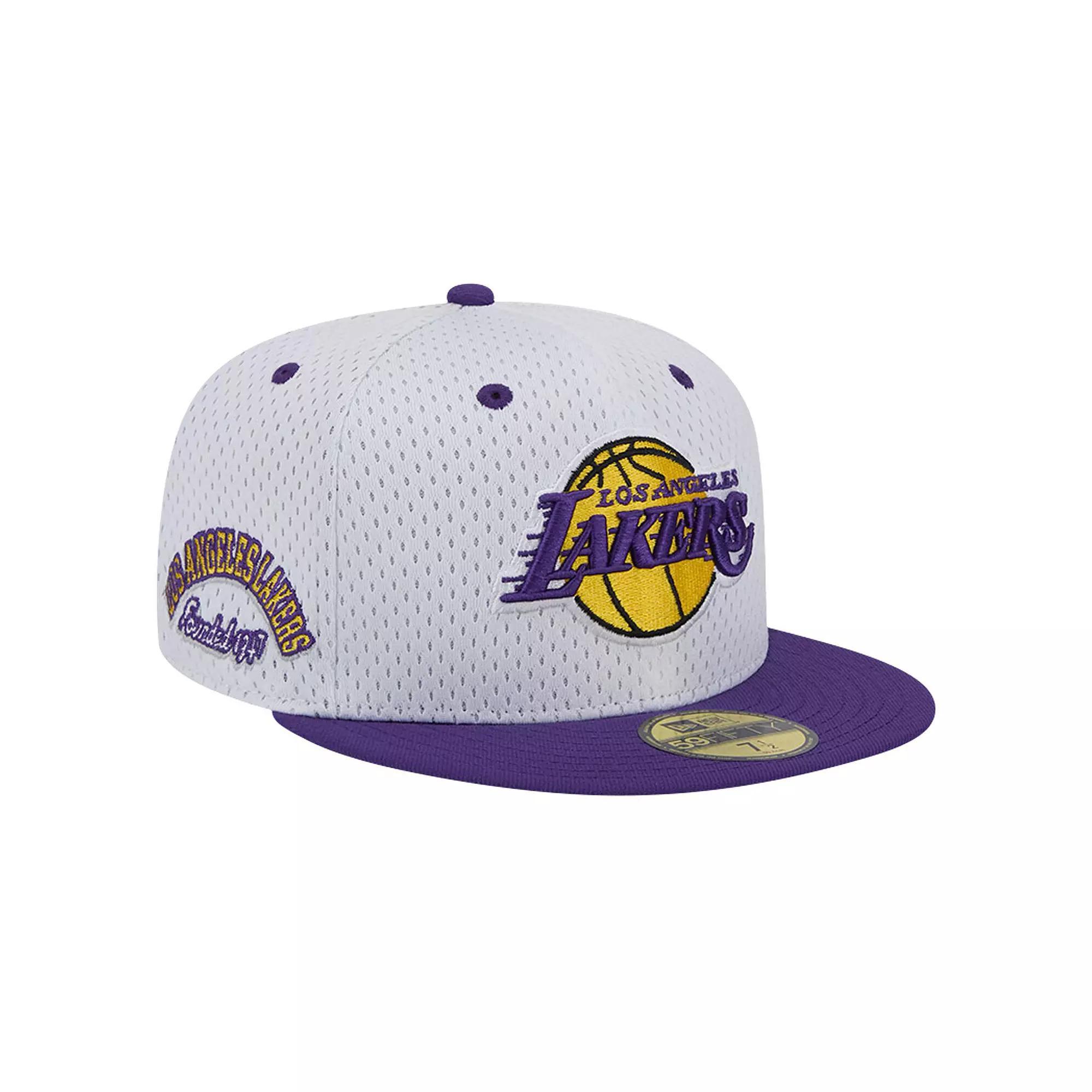 Men's New Era White/Purple Los Angeles Lakers Throwback 2Tone 59FIFTY Fitted Hat, Size: 7 7/8 Product Image