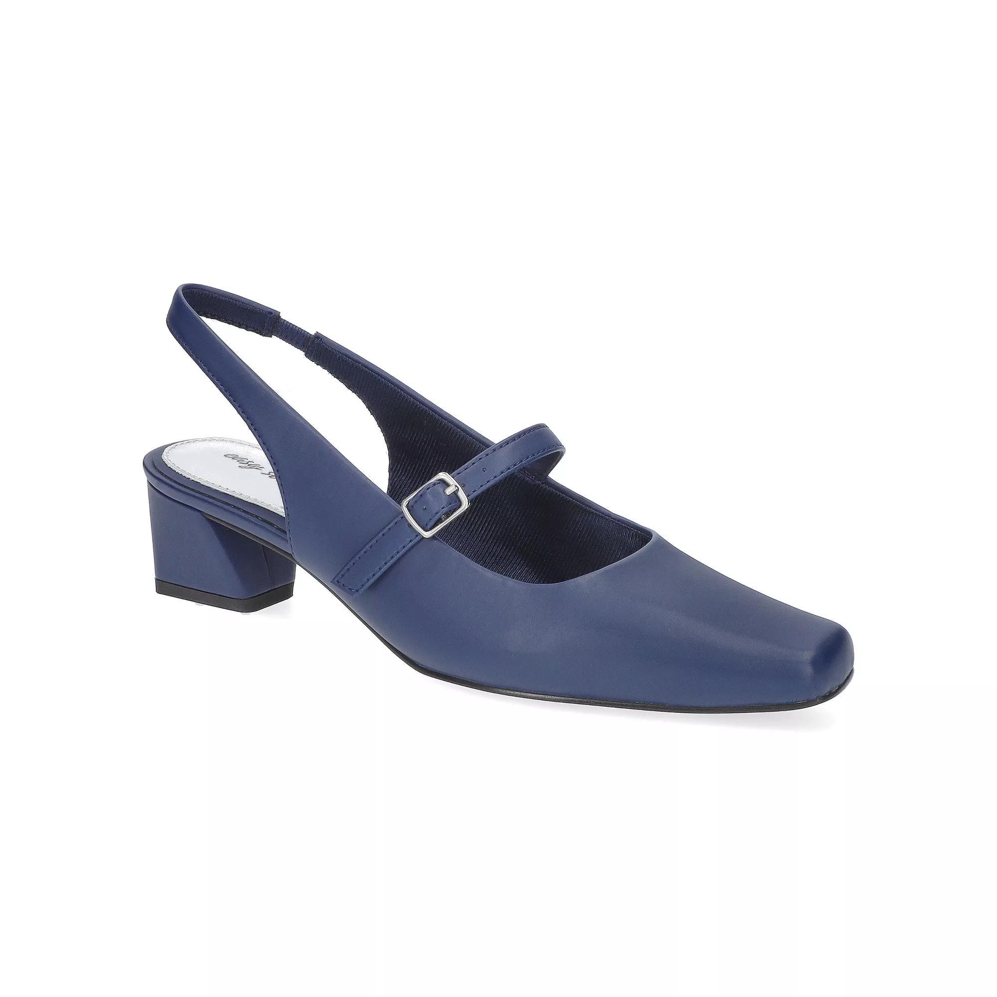 Easy Street Womens Cameo Square Toe Slingback Pumps Blue Satin Product Image