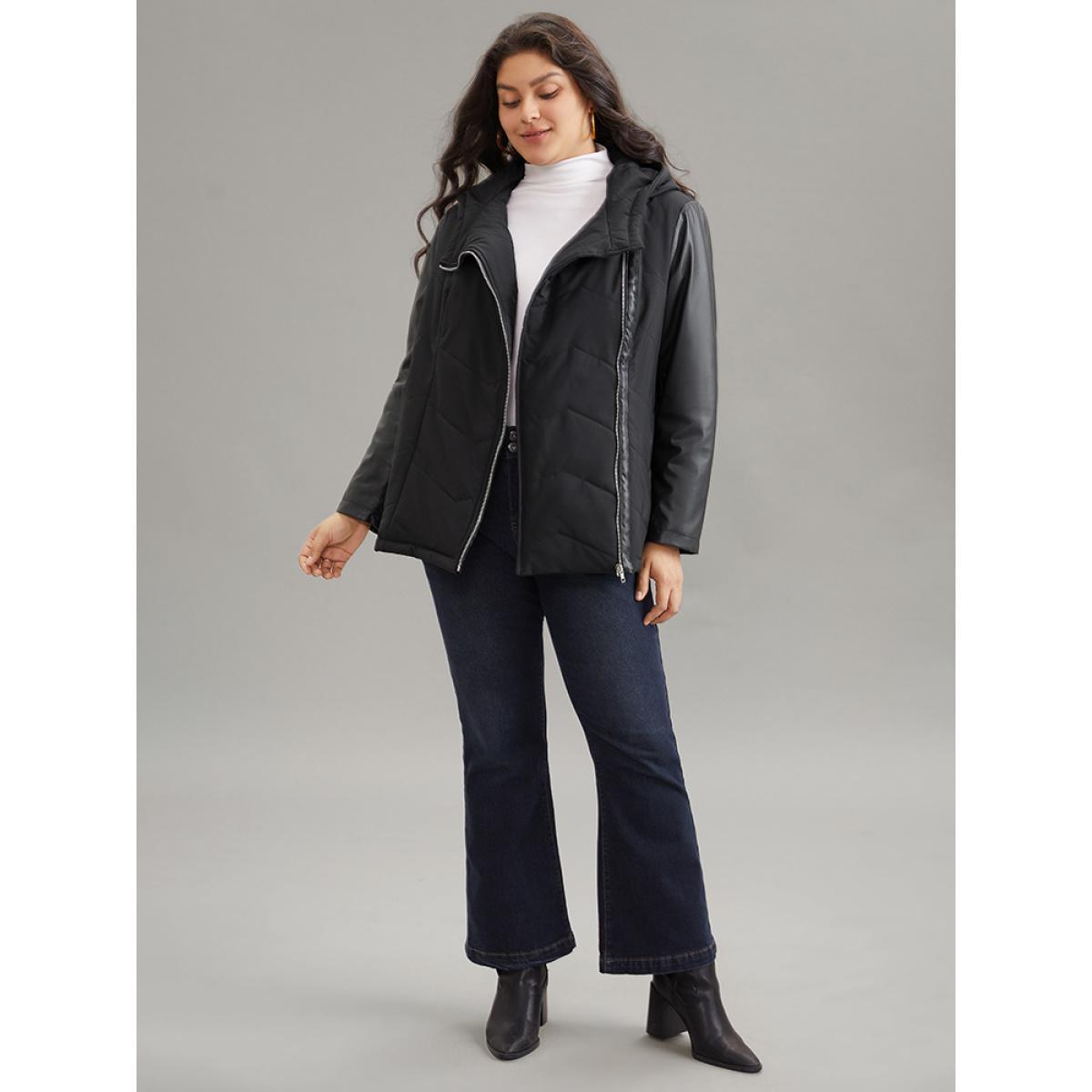 Plus Size Women Dailywear Plain Zipper No stretch 28/5X Pocket Belt Casual Cotton Jackets BloomChic Product Image
