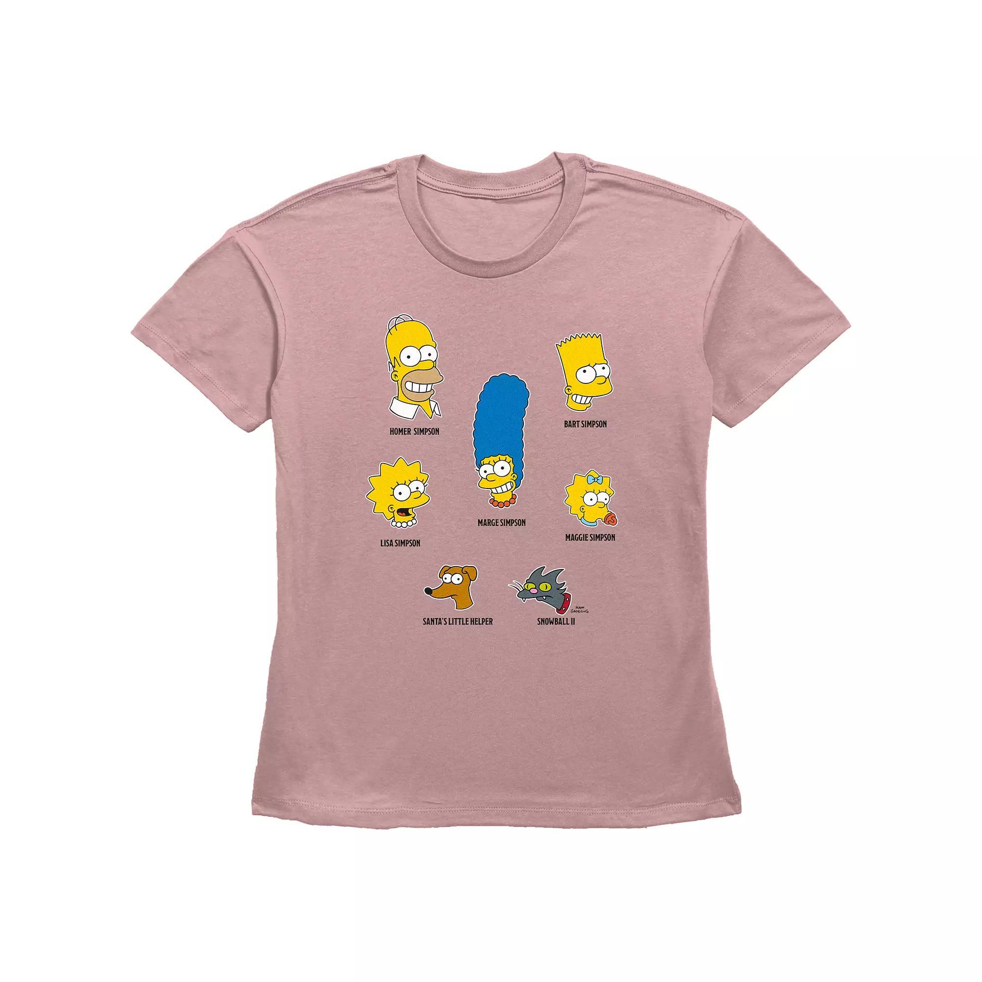 Women's The Simpsons Family Members Basic Fit Graphic Tee, Girl's, Size: XXL, Desert Pink Product Image