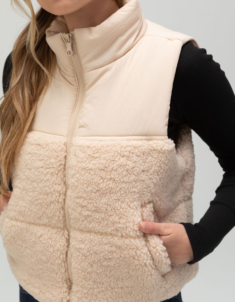 RSQ Womens Nylon Sherpa Vest - CREAM Product Image