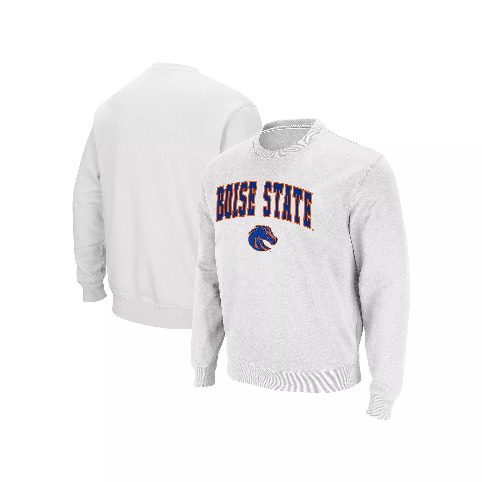 Men's Colosseum White Boise State Broncos Arch & Logo Tackle Twill Pullover Sweatshirt, Size: 2XL Product Image