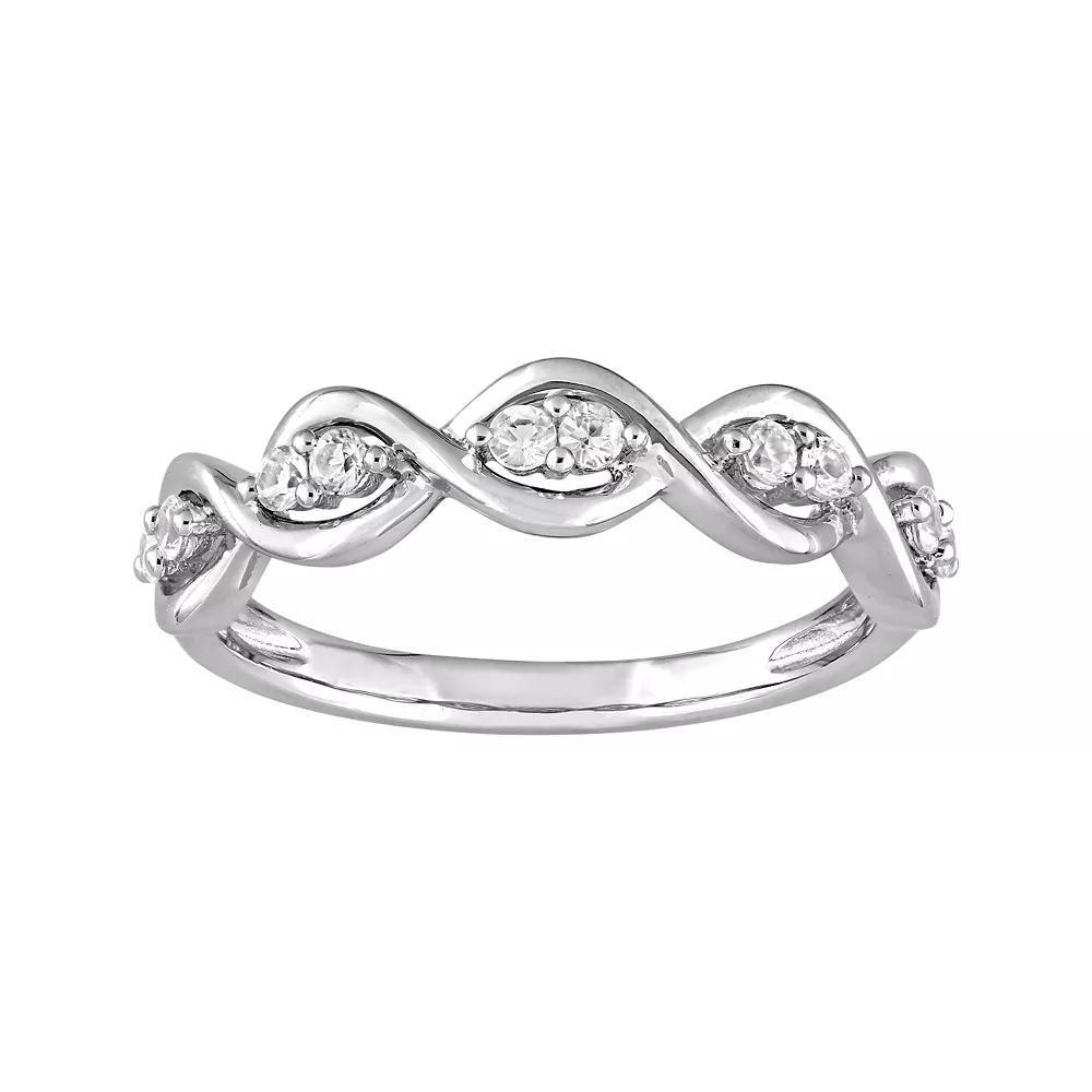 Stella Grace 14k White Gold White Sapphire Wavy Ring, Women's, Size: 5, 14k Whgold Product Image