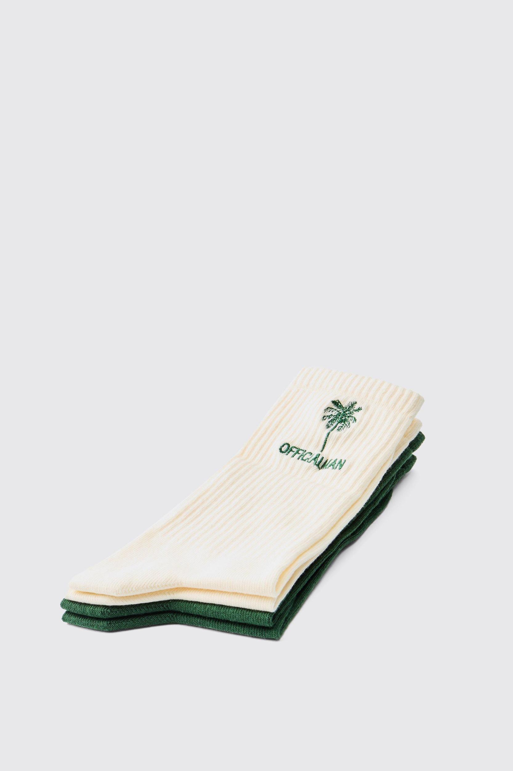 Multi 2 Pack Official Man Palm Embroidered Sport Socks | boohooMAN USA Product Image