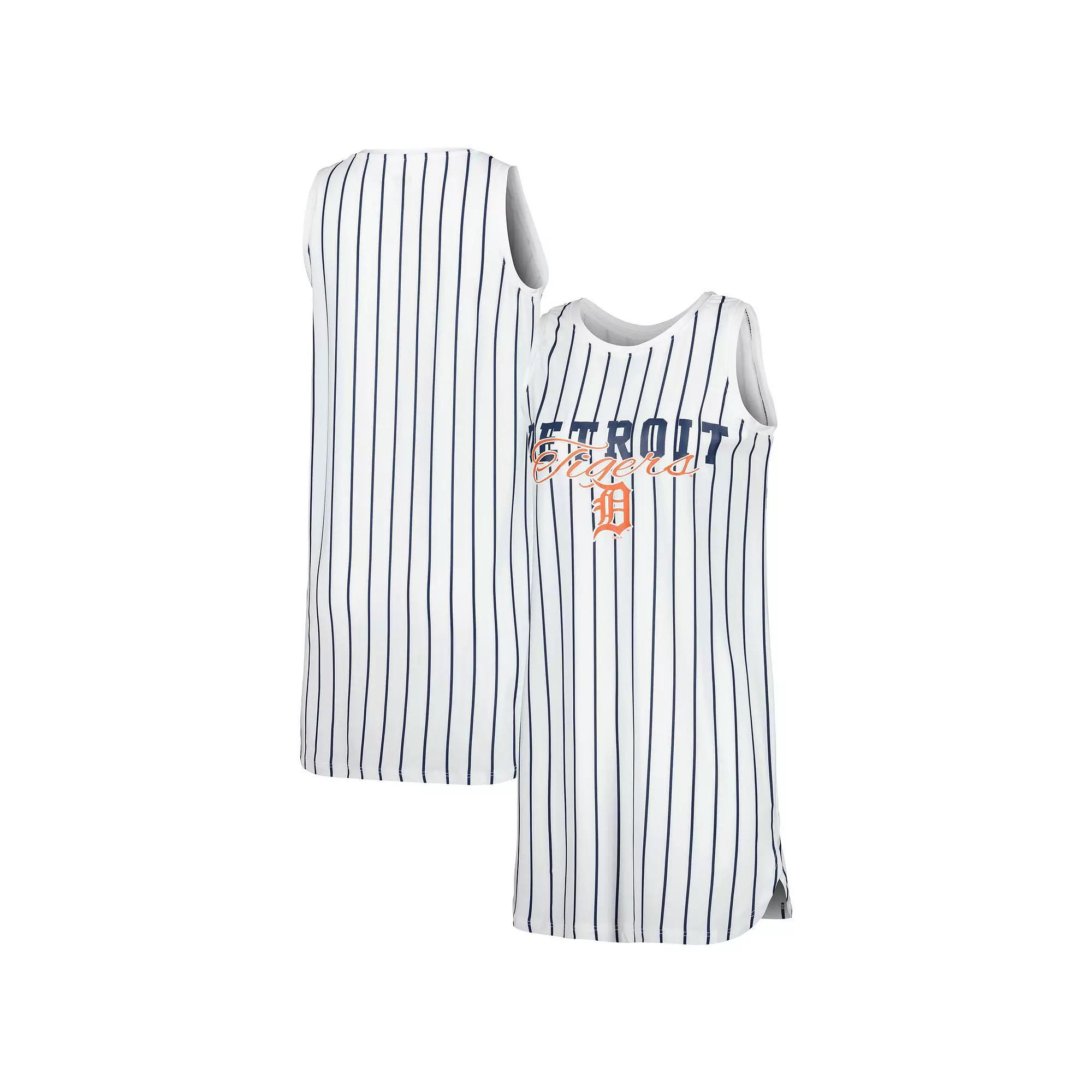 Women's Concepts Sport White Detroit Tigers Reel Pinstripe Knit Sleeveless Nightshirt, Size: XS Product Image