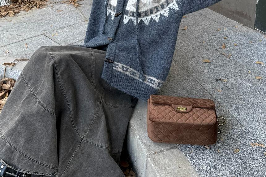 Patterned Hood Toggle Cardigan Product Image