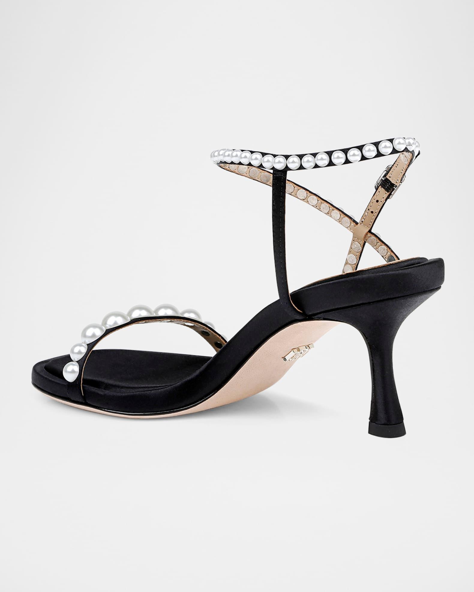 Jolie Pearly Silk Kitten-Heel Sandals Product Image