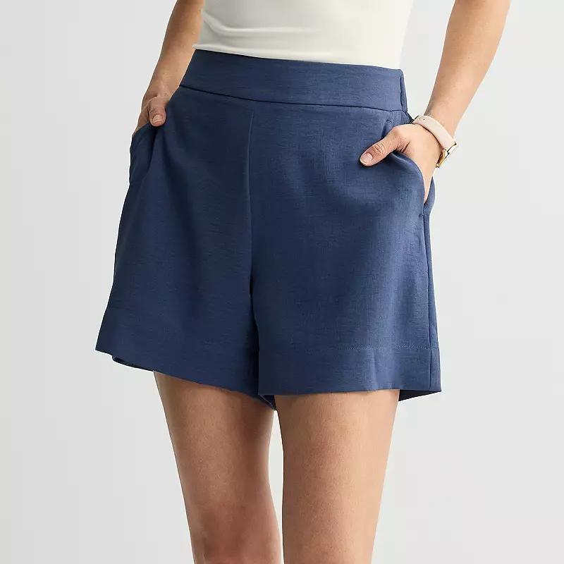 Women's Nine West Pull-On Easy Shorts, Size: Small, Mineral Black Product Image