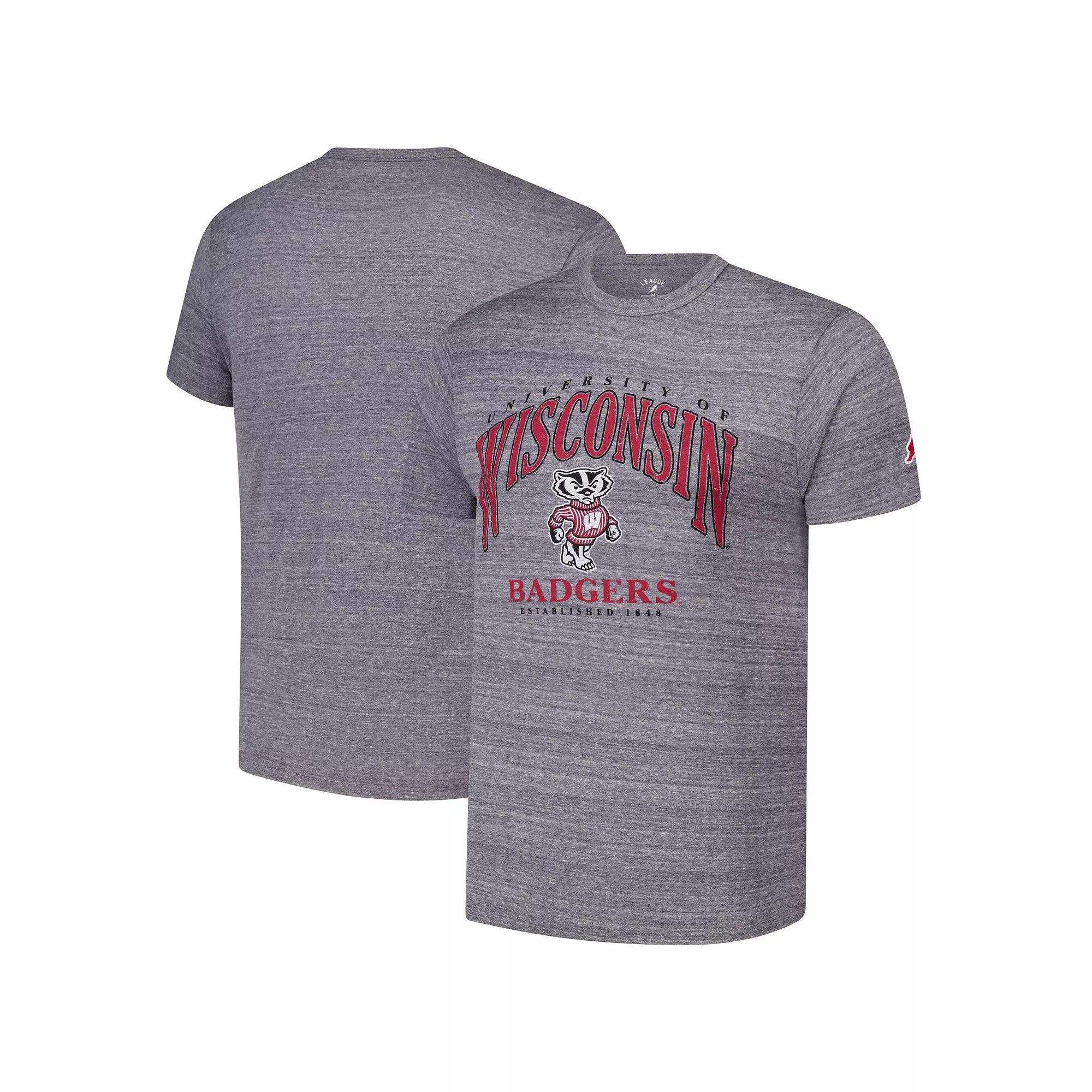 Men's League Collegiate Wear Heather Gray Wisconsin Badgers Tall Arch 2.0 Victory Falls Tri-Blend T-Shirt, Size: 2XL, Grey Product Image