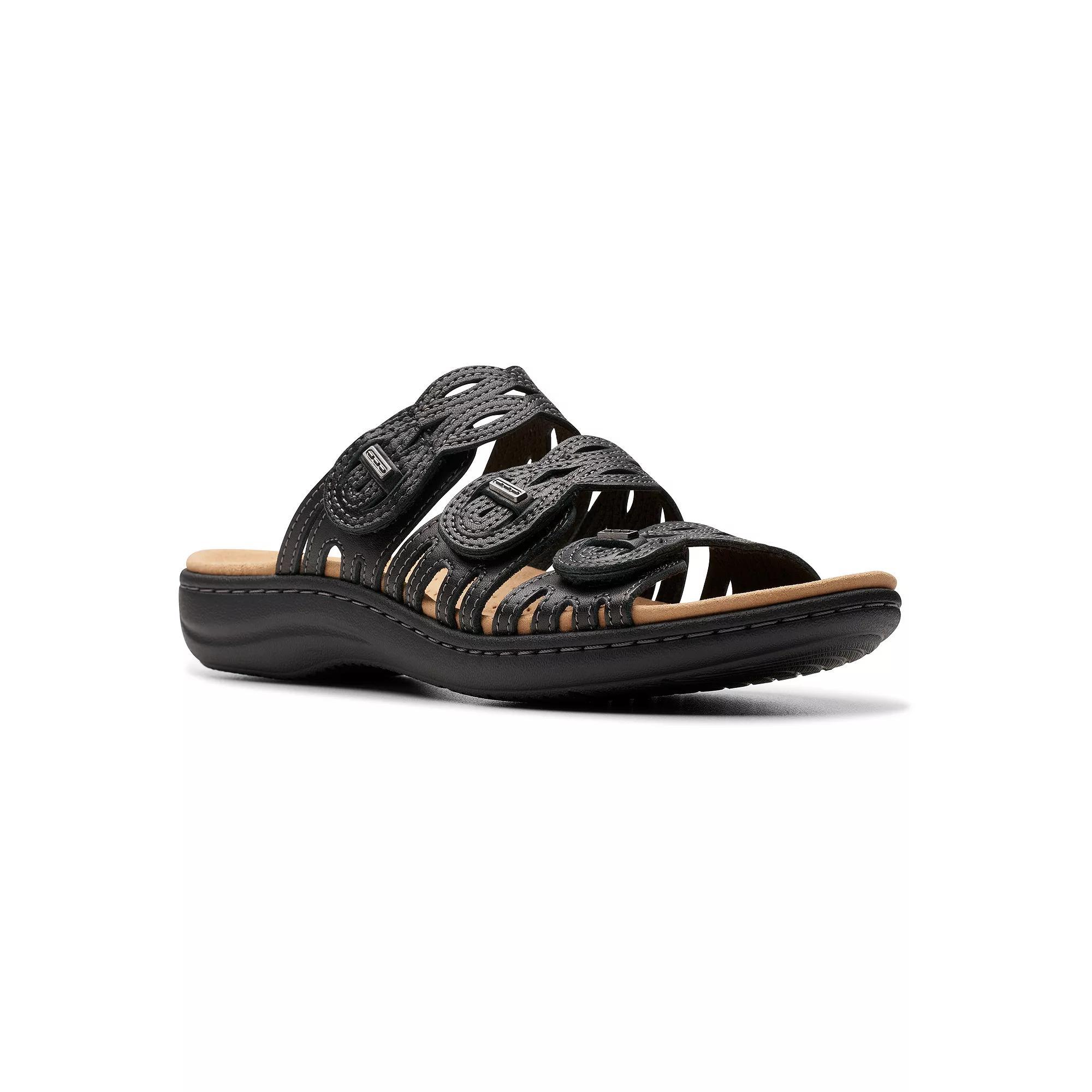 Clarks® Laurieann Ruby Women's Leather Slide Sandals, Size: 7, Black Product Image